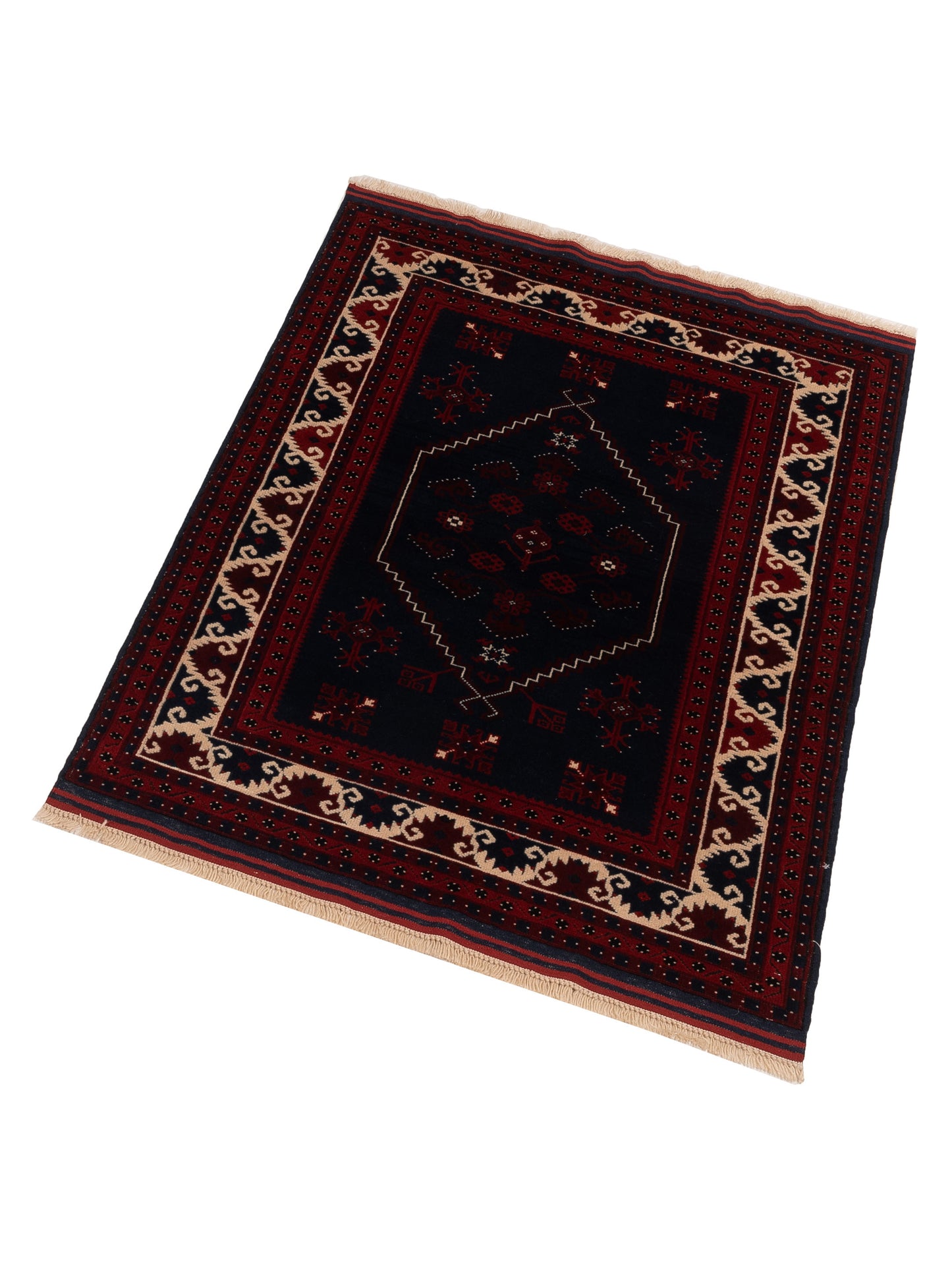 Turkish Shirwan 145166 Black Red 4x5.7 Hand Knotted Rug