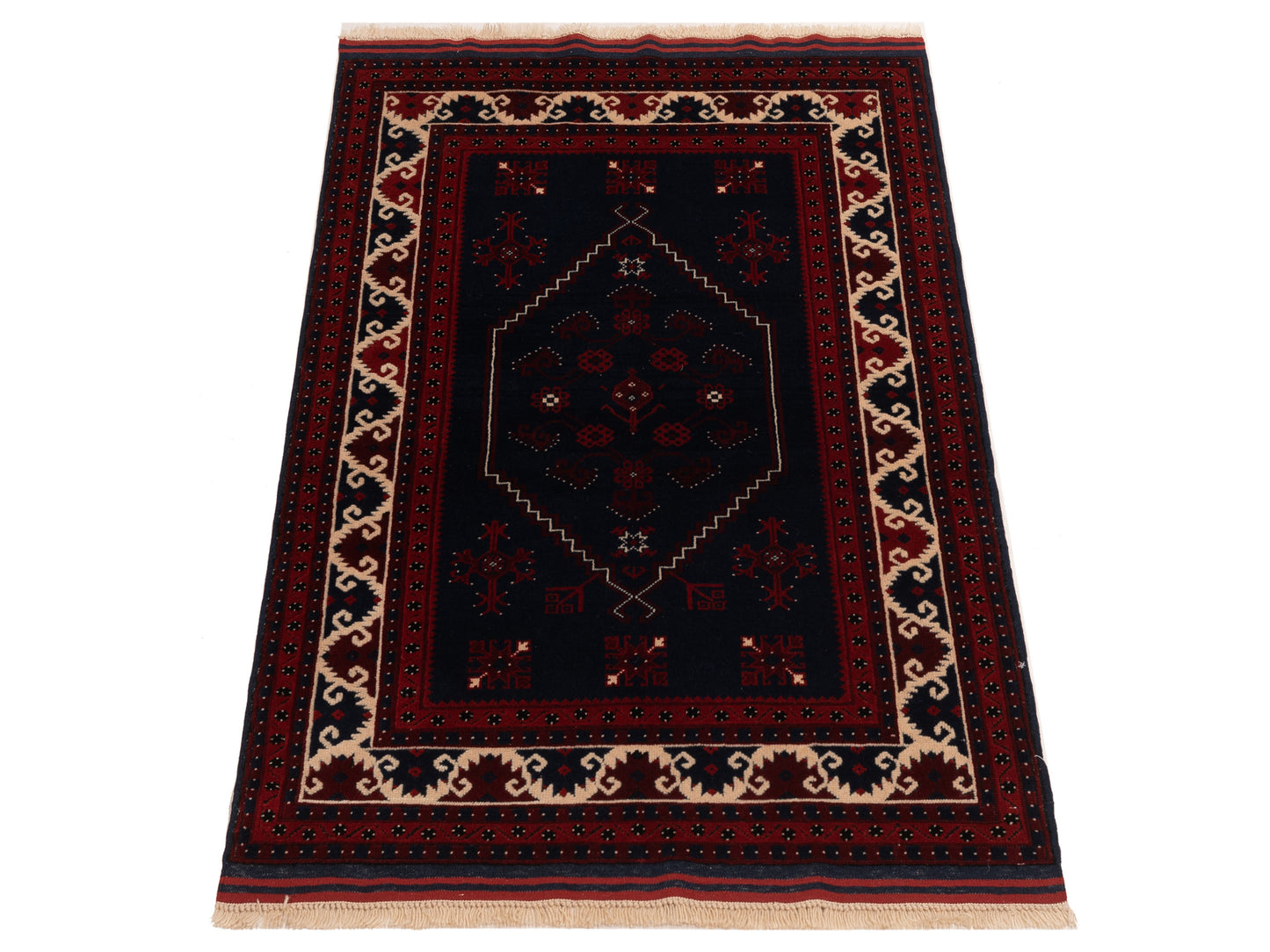 Turkish Shirwan 145166 Black Red 4x5.7 Hand Knotted Rug