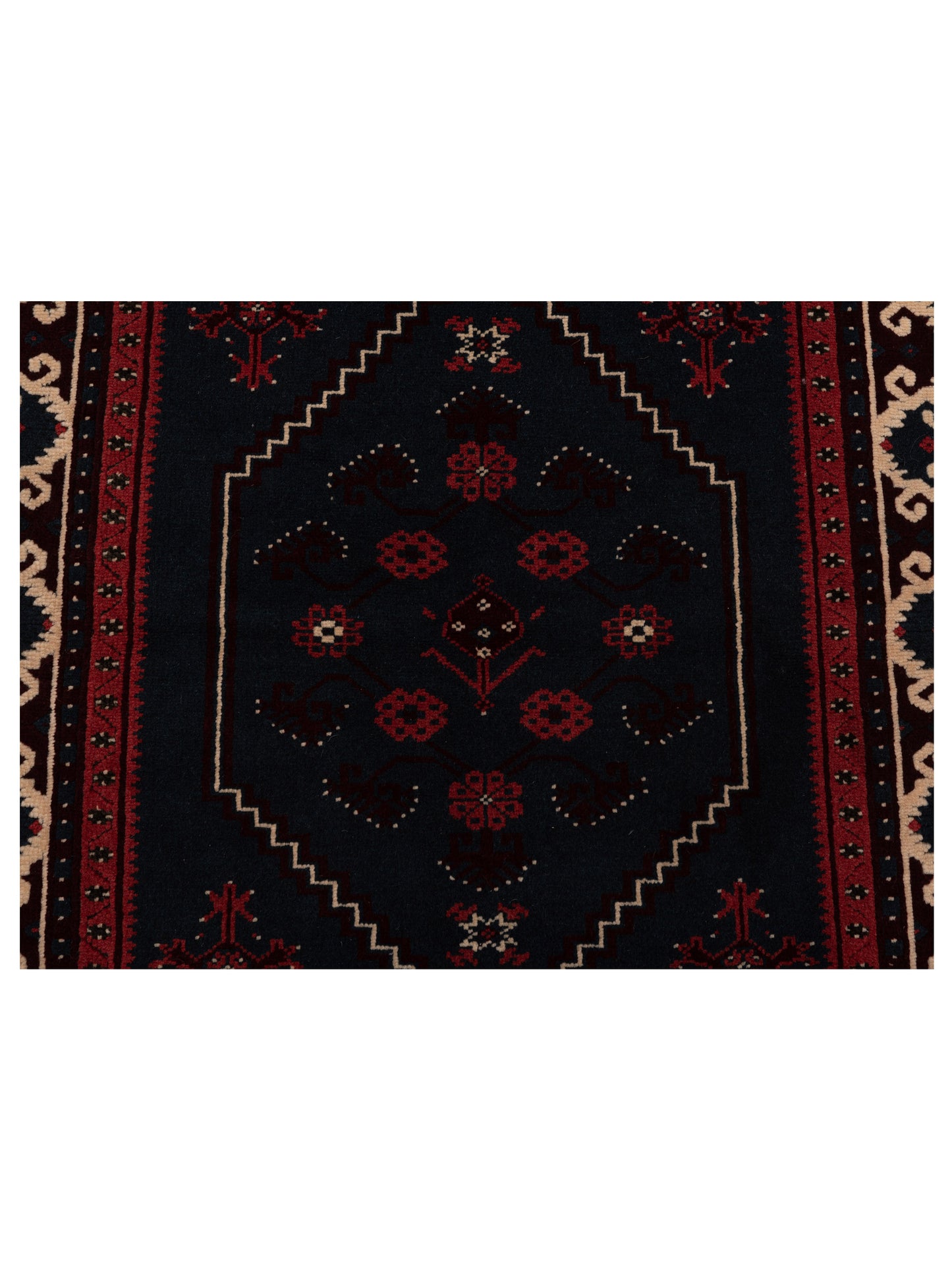 Turkish Shirwan 145171 Black Ivory 4x5.6 Hand Knotted Rug