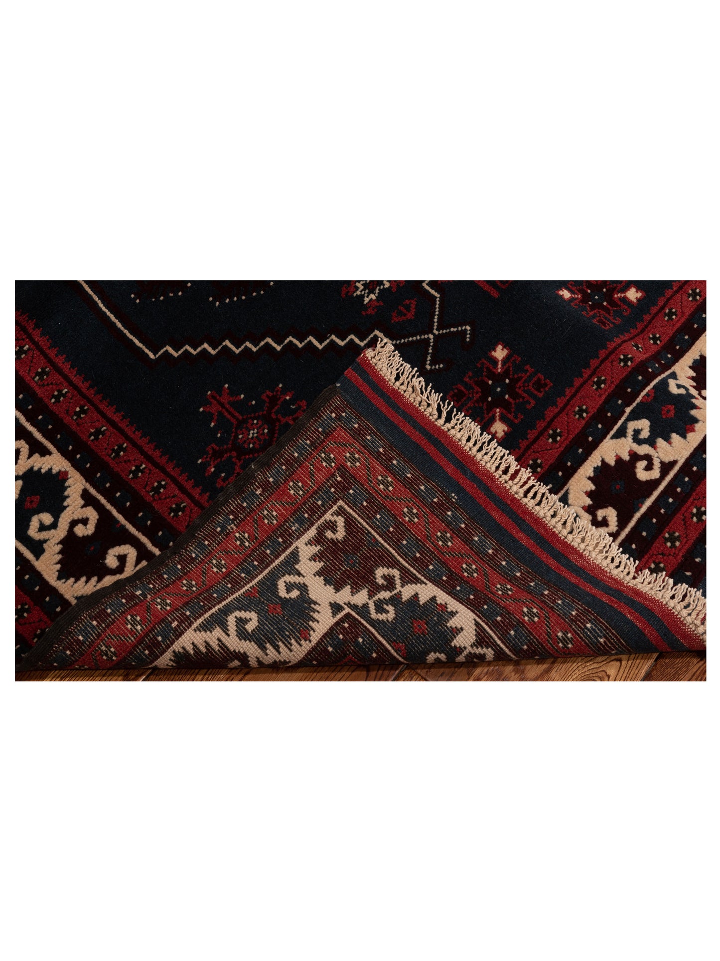 Turkish Shirwan 145171 Black Ivory 4x5.6 Hand Knotted Rug