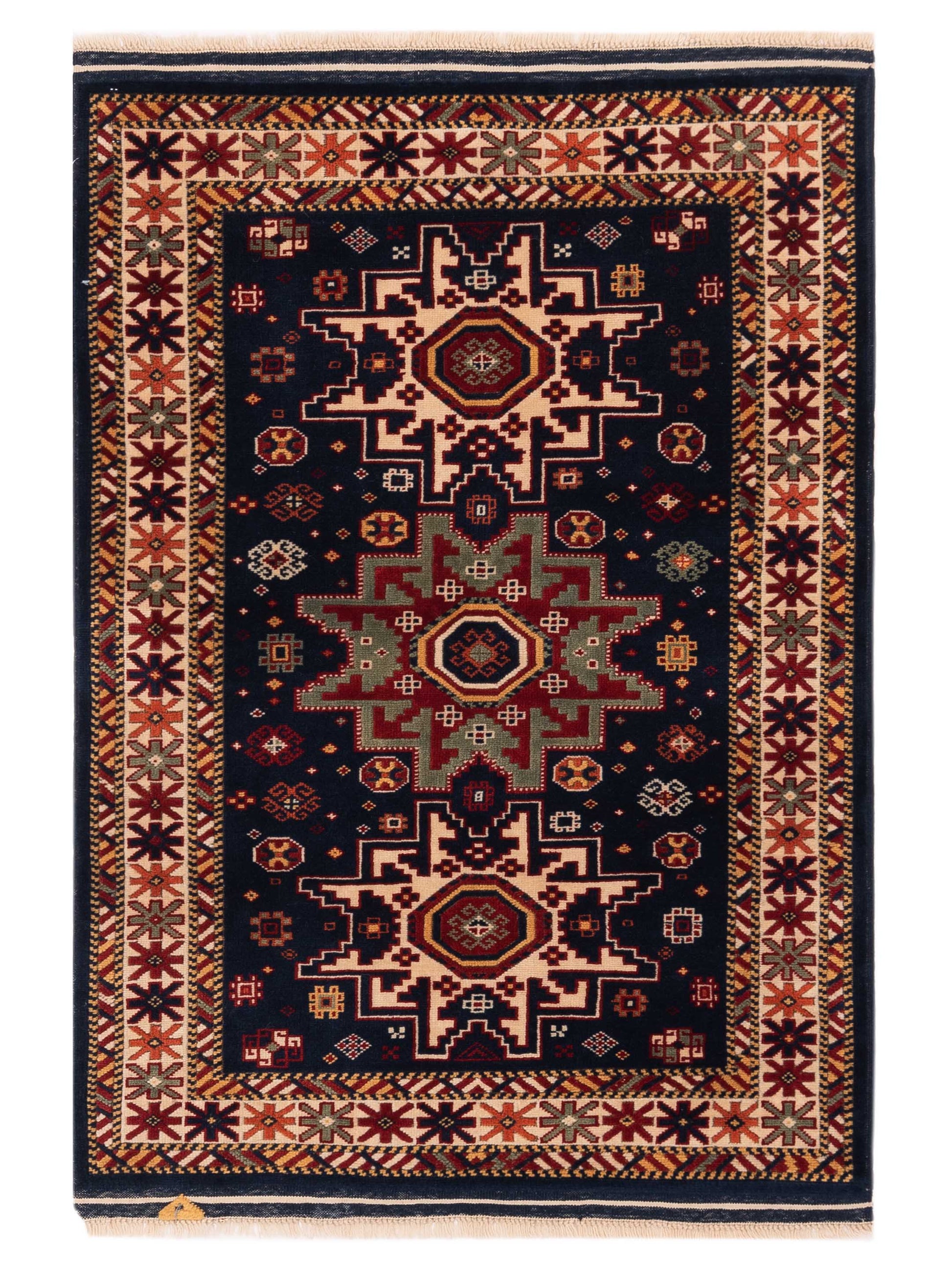 Pasha Turkish Shirwan  Navy Ivory Traditional