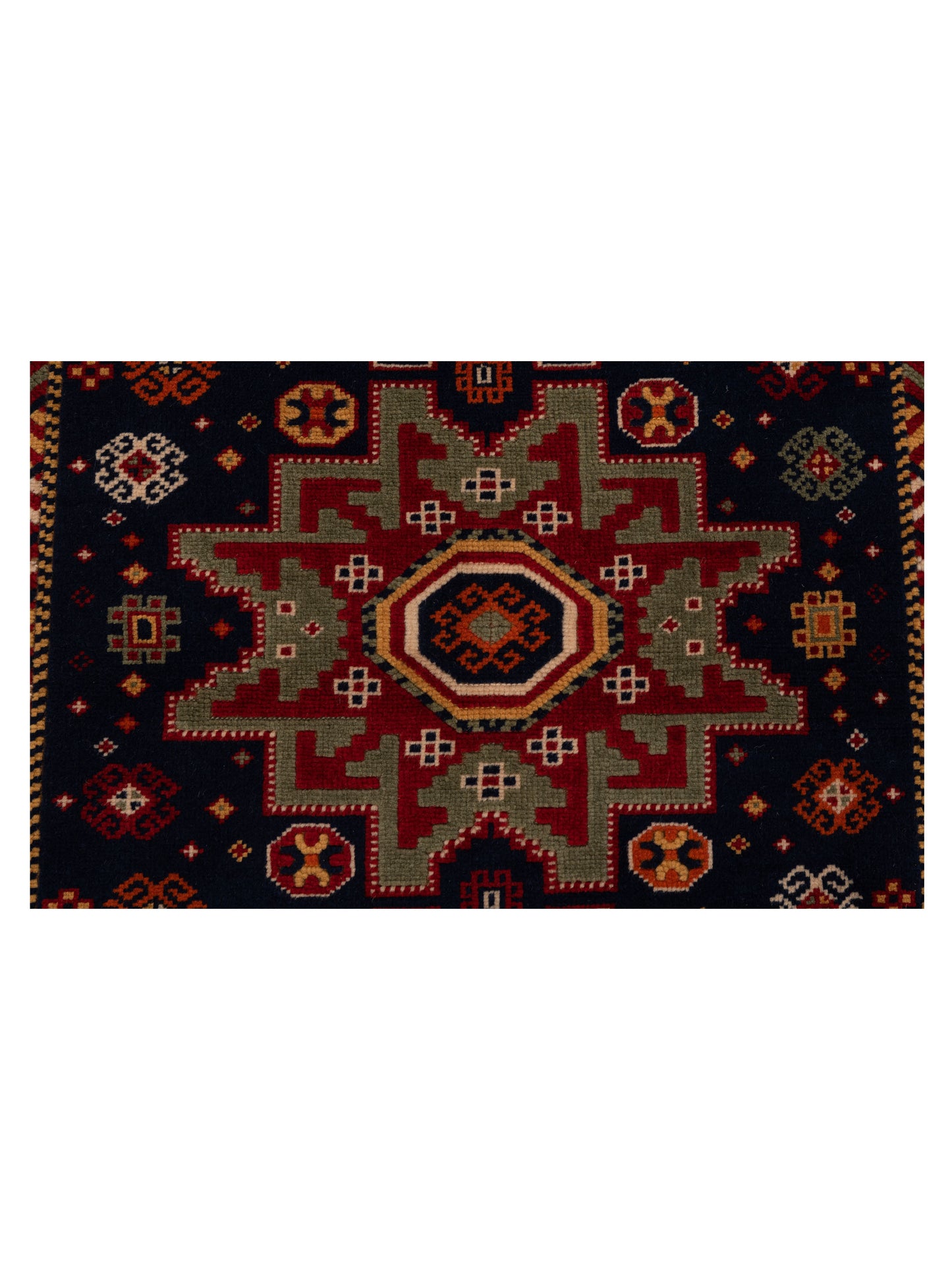 Turkish Shirwan 145211 Navy Ivory 3.9x5.8 Hand Knotted Rug