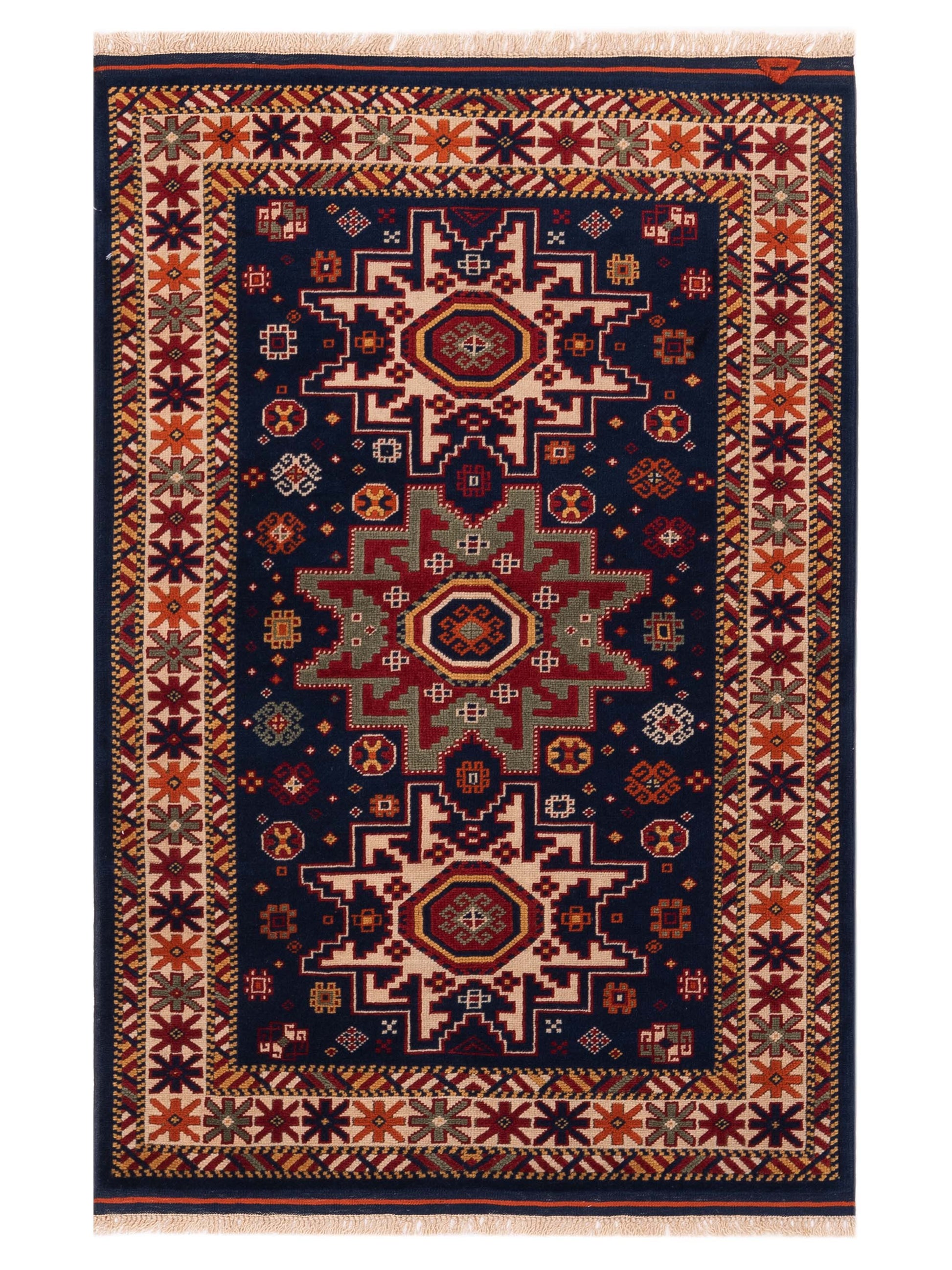Pasha Turkish Shirwan  Navy Ivory Traditional