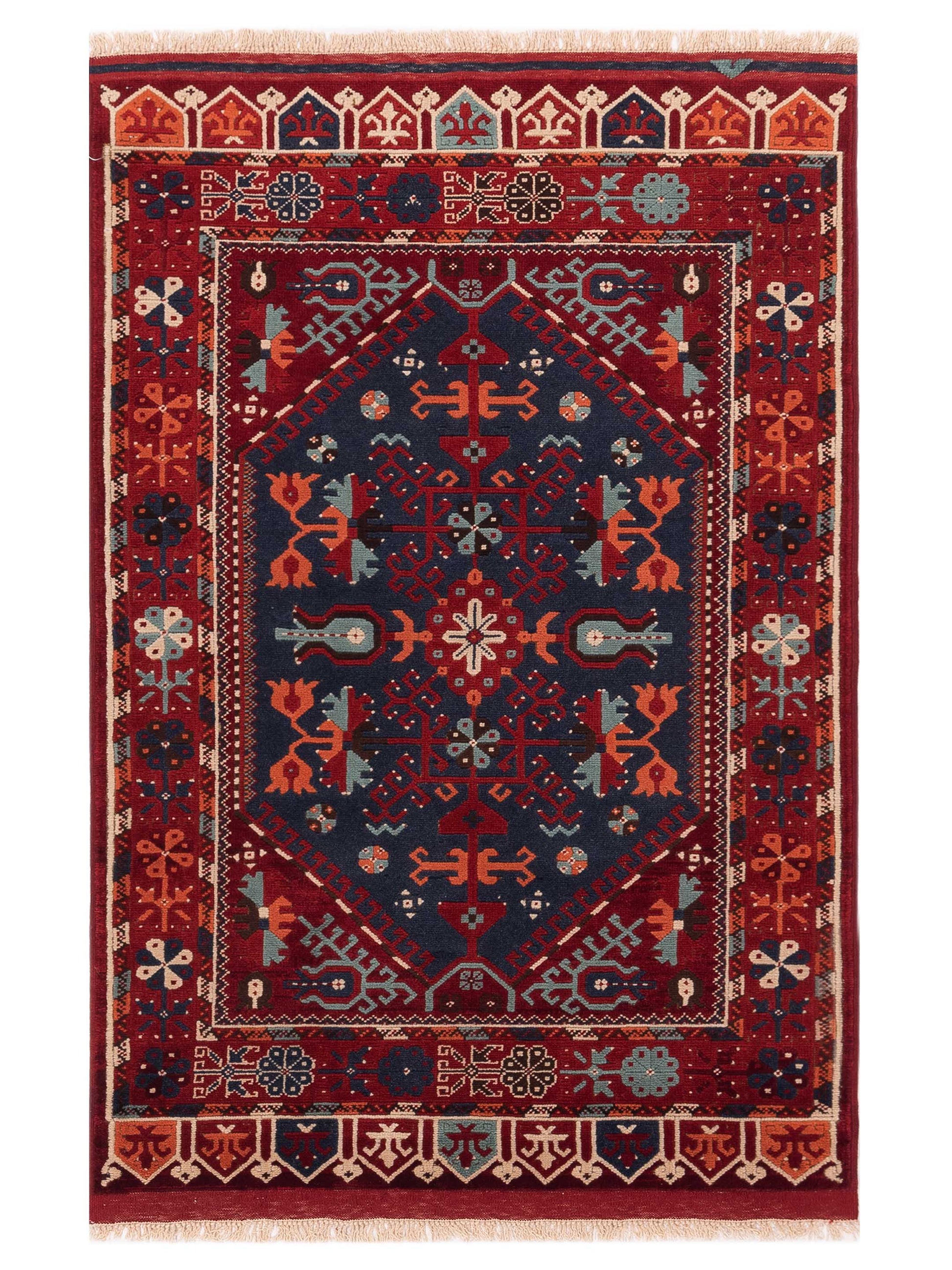 Pasha Turkish Shirwan  Charcoal Red Traditional