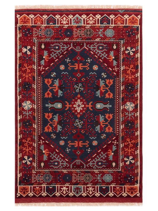 Pasha Turkish Shirwan  Charcoal Red Traditional