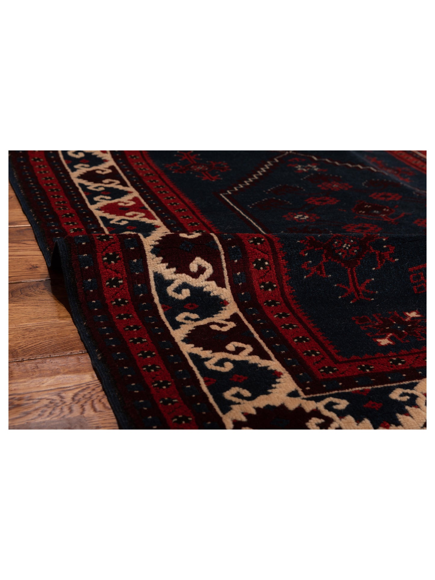 Turkish Shirwan 145227 Black Ivory 3.11x5.1 Hand Knotted Rug