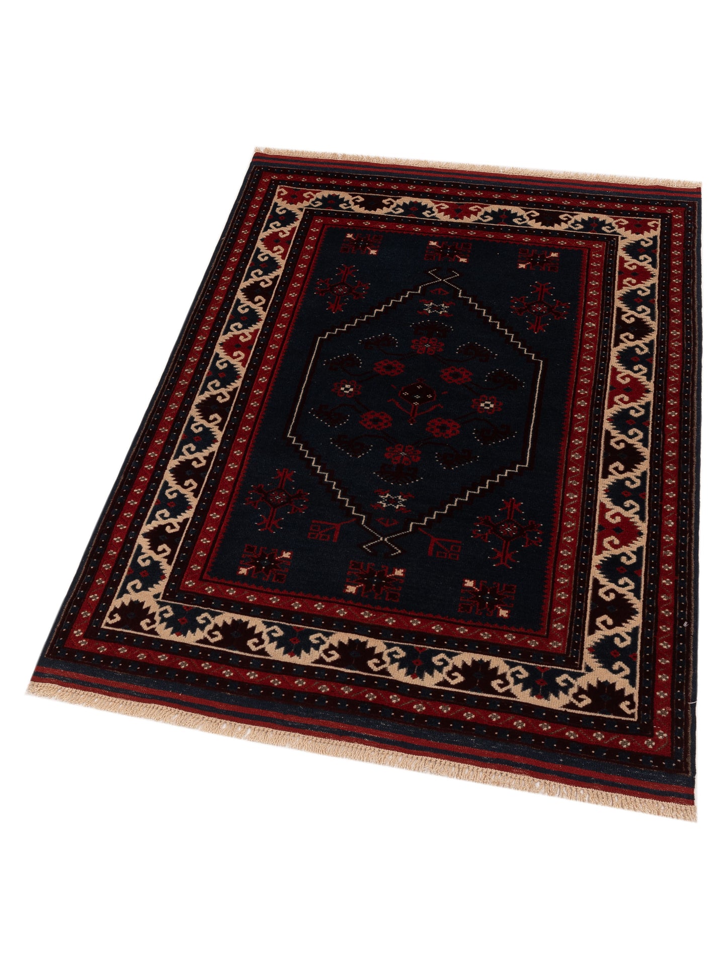 Turkish Shirwan 145228 Charcoal Ivory 4x5.9 Hand Knotted Rug