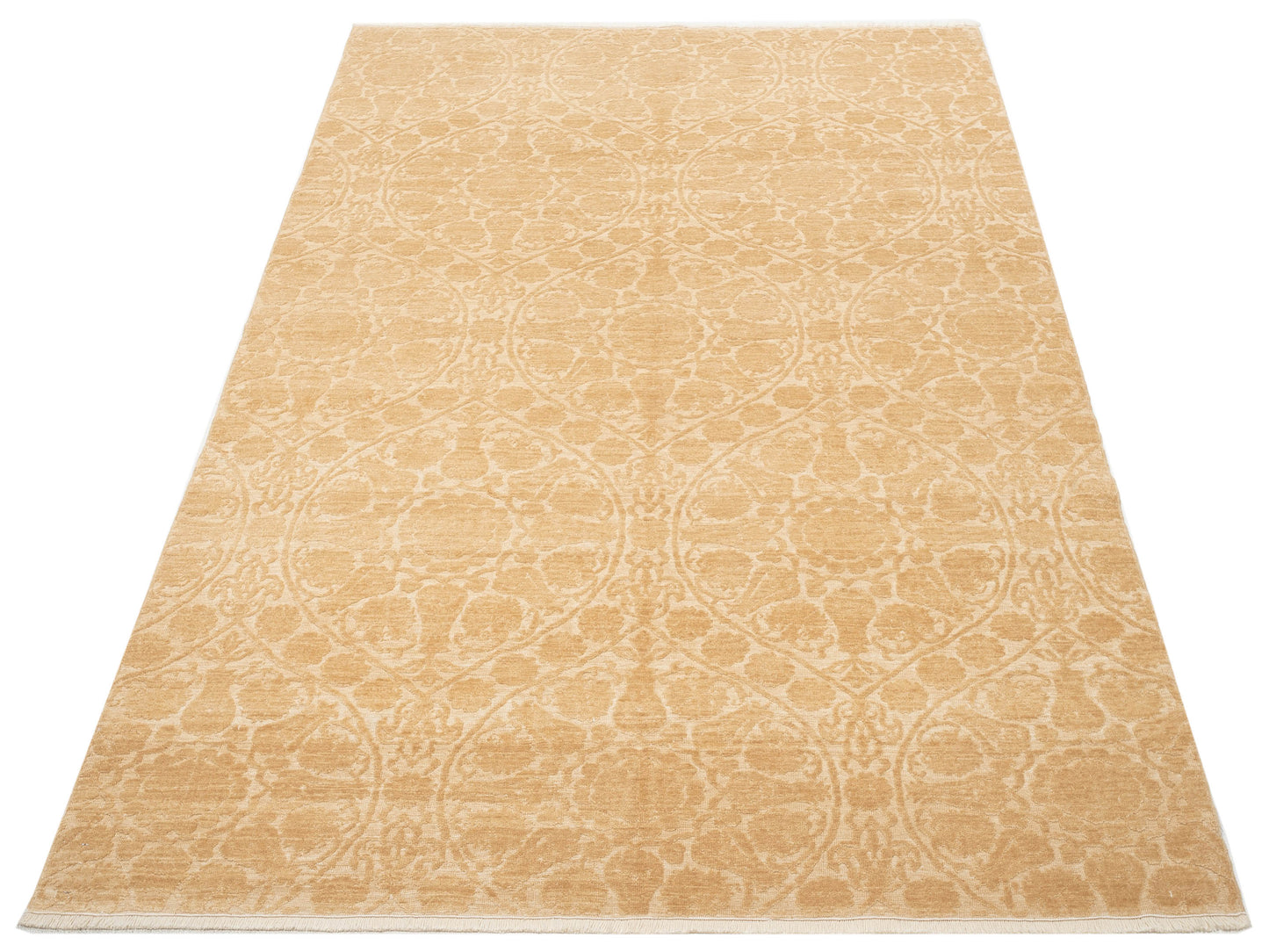 Defne Lotus Gold Gold 6.7x9.4 Hand Knotted Rug