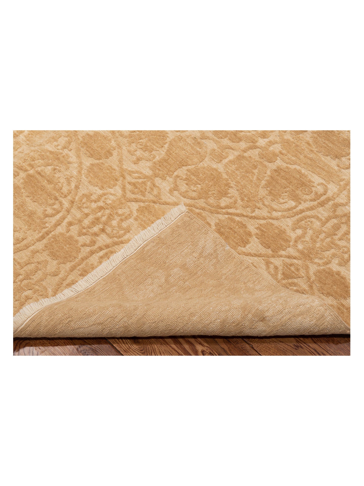 Defne Lotus Gold Gold 6.7x9.4 Hand Knotted Rug