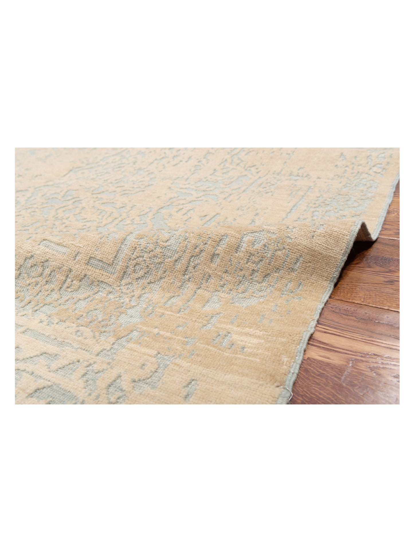 Defne Emet Ice Blue Beige  6.2x8.10 Hand Knotted Rug