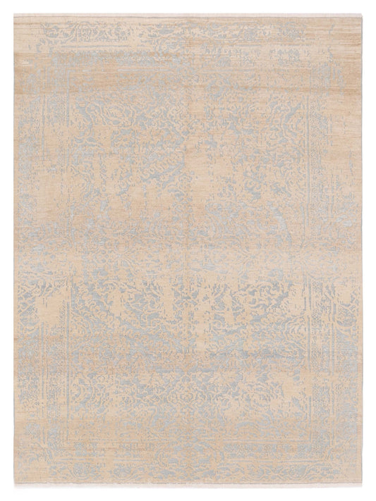 Defne Emet Ice Blue Beige  6.2x8.10 Hand Knotted Rug