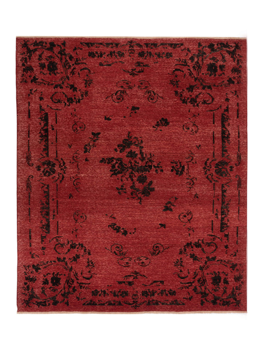 Defne Clove Red Charcoal 7.10x9.4  Hand Knotted Rug