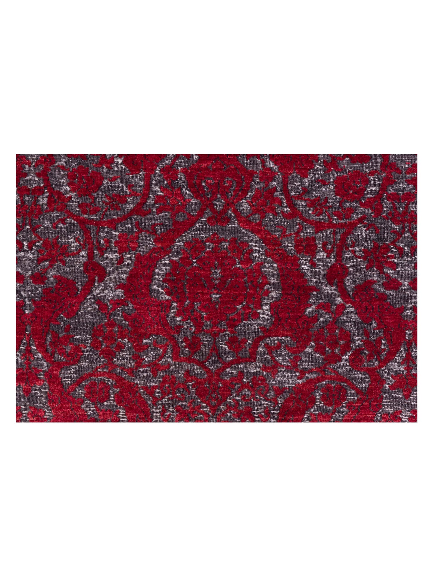 Defne Orchid Charcoal  Red  8.2x9.10 Hand Knotted Rug