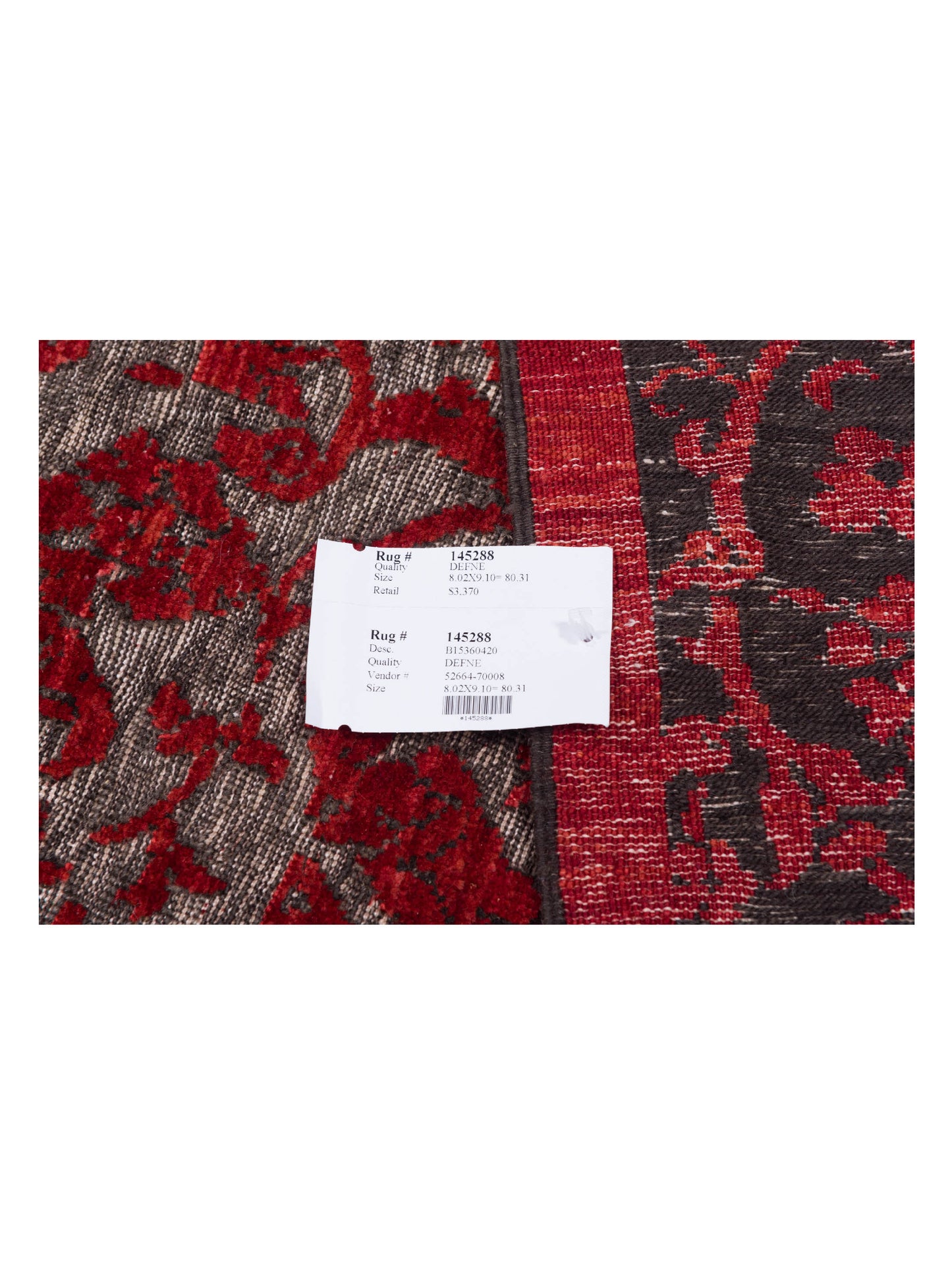 Defne Orchid Charcoal  Red  8.2x9.10 Hand Knotted Rug