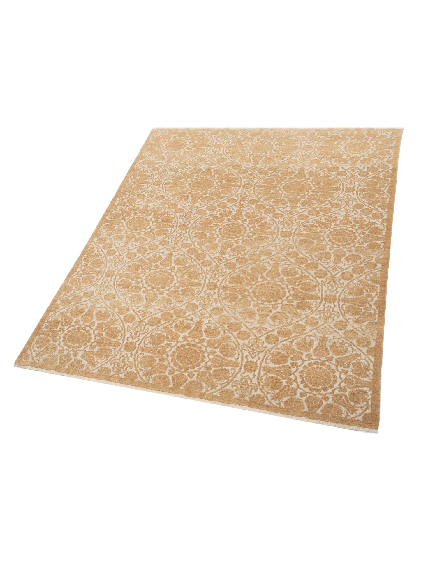 Defne Lotus Ivory Gold 8.1x9.9 Hand Knotted Rug