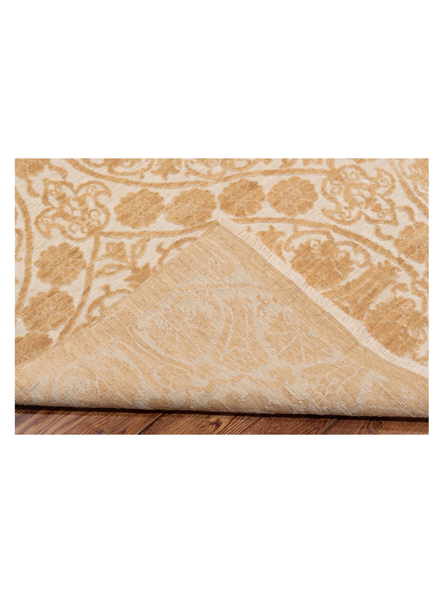 Defne Lotus Ivory Gold 8.1x9.9 Hand Knotted Rug