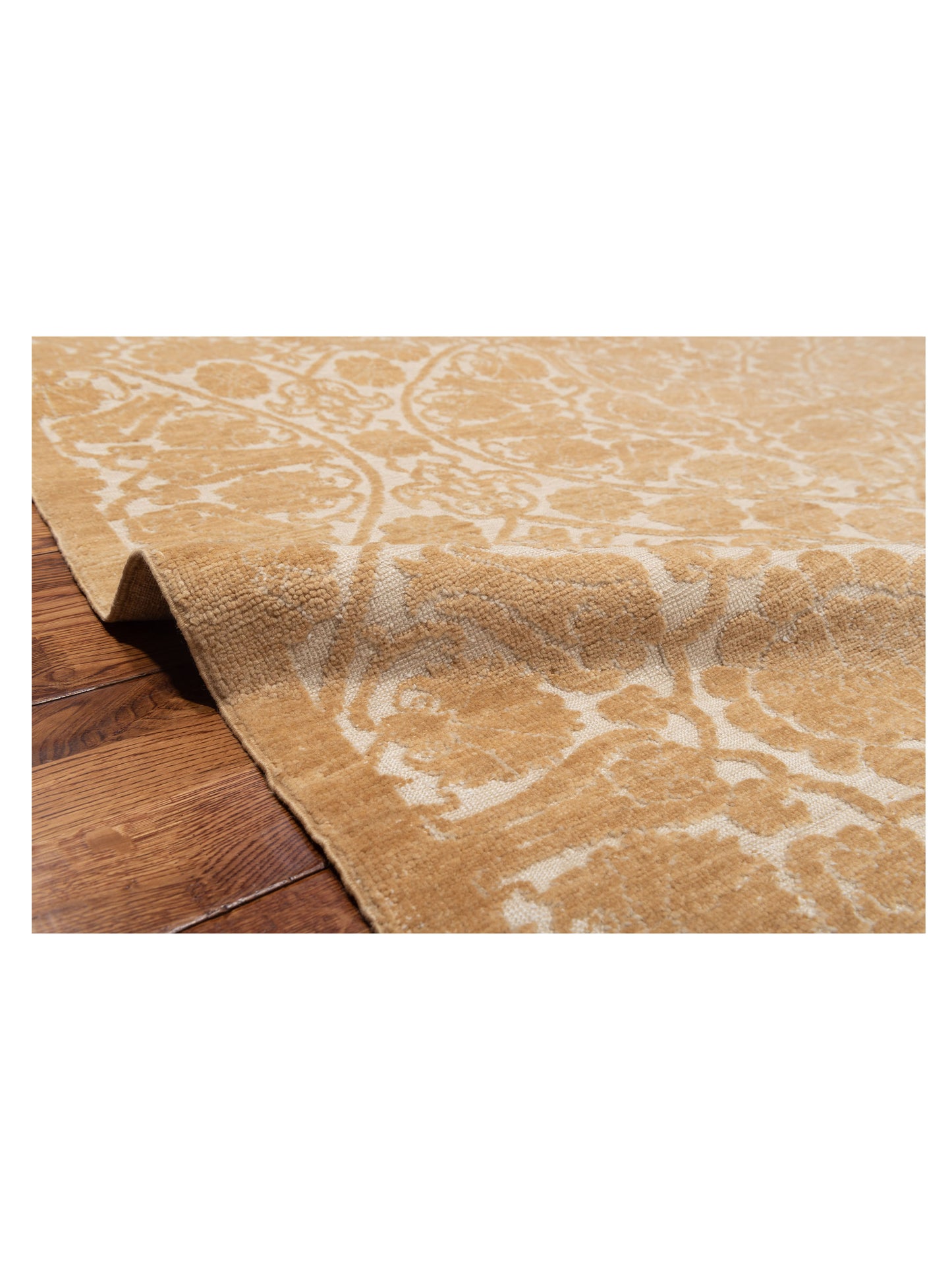 Defne Lotus Ivory Gold 8.1x9.9 Hand Knotted Rug
