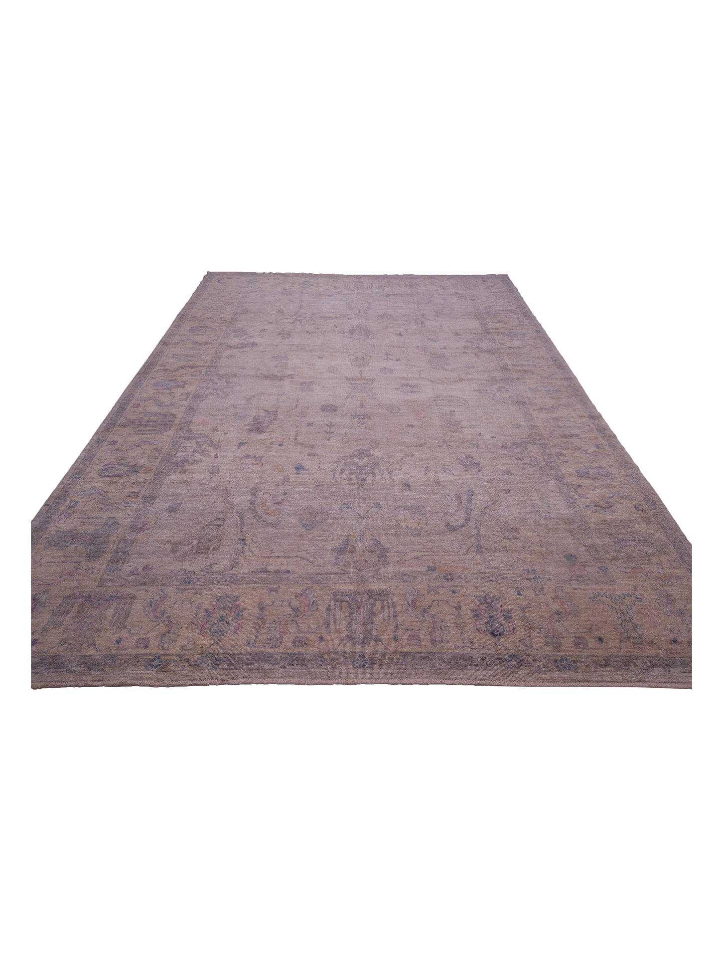 Angora Oushak 145800 Gray Ivory 12.5x17 Hand Knotted Rug