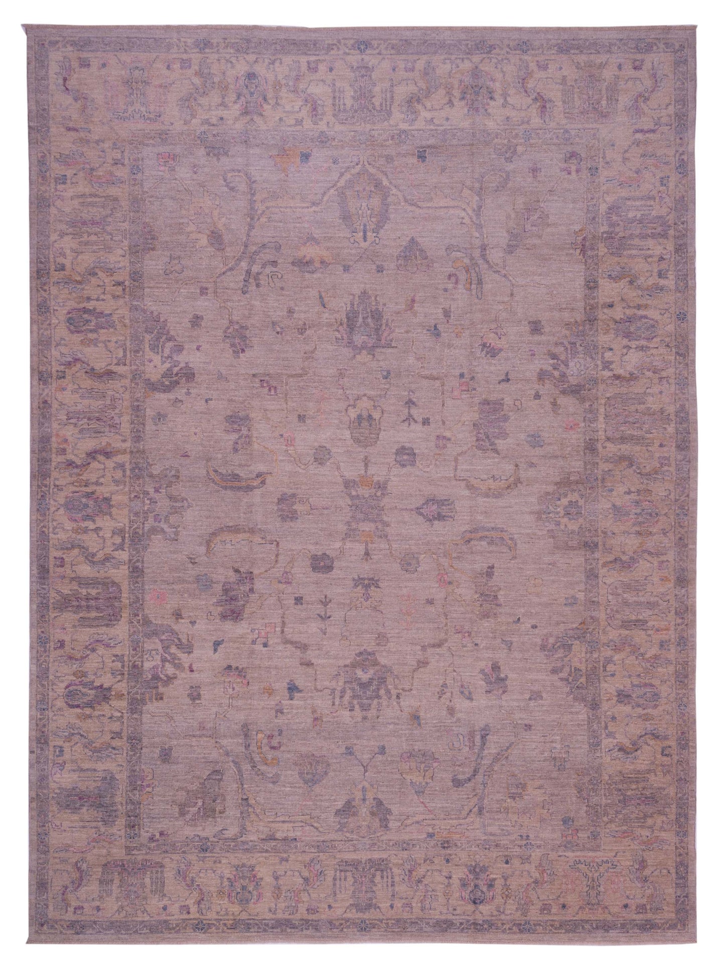 Angora Oushak 145800 Gray Ivory 12.5x17 Hand Knotted Rug