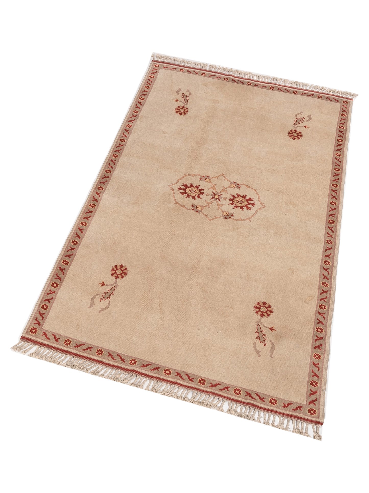 Milas 146101 Beige Brown 5.4x8.11 Hand Knotted Rug