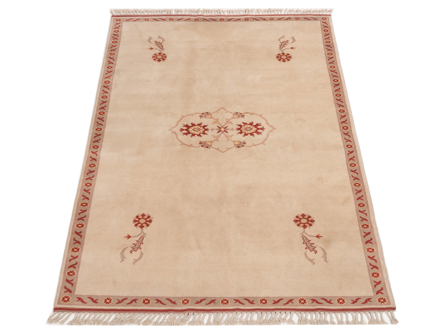 Milas 146101 Beige Brown 5.4x8.11 Hand Knotted Rug