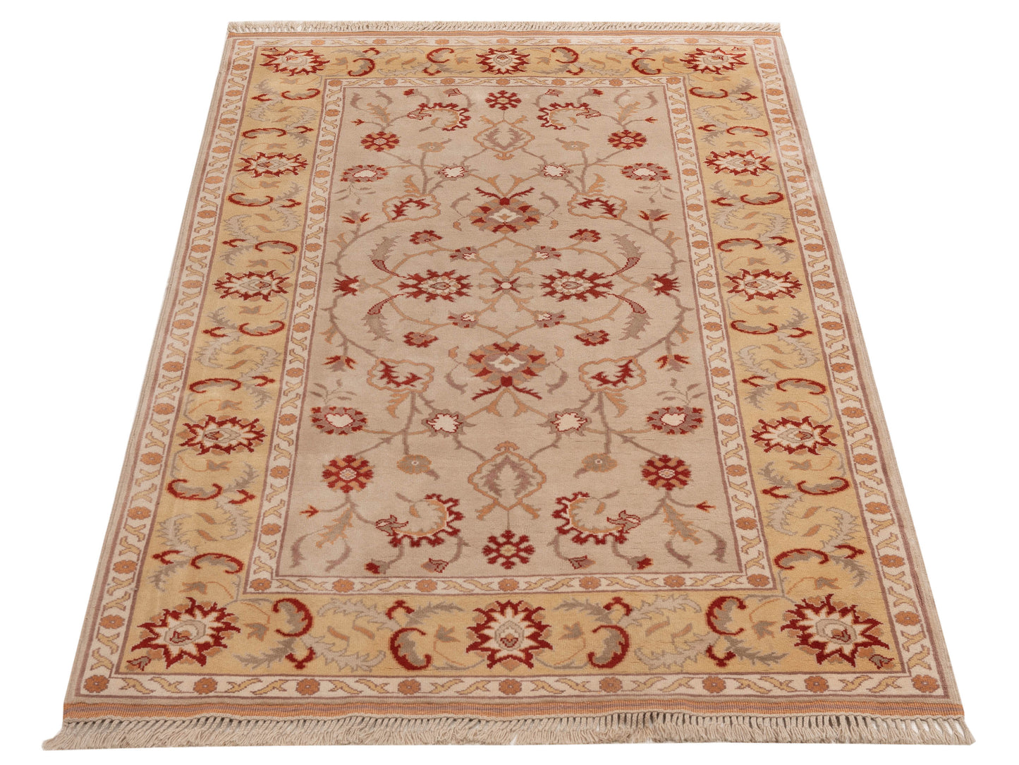 Milas 146111 Beige Gold 5.5x8.8 Hand Knotted Rug