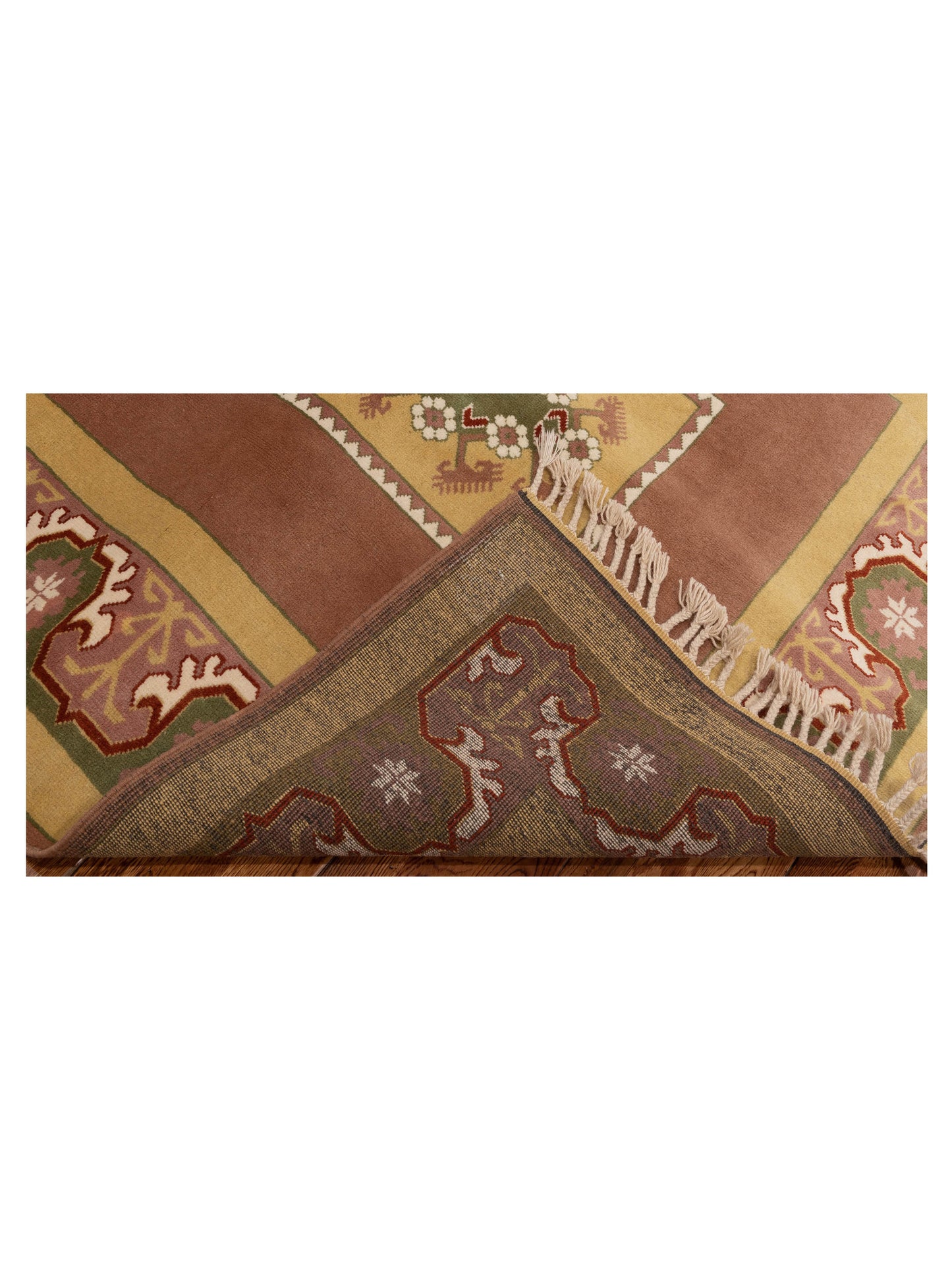 Milas 146114 Gold Green 5.2x8.5 Hand Knotted Rug