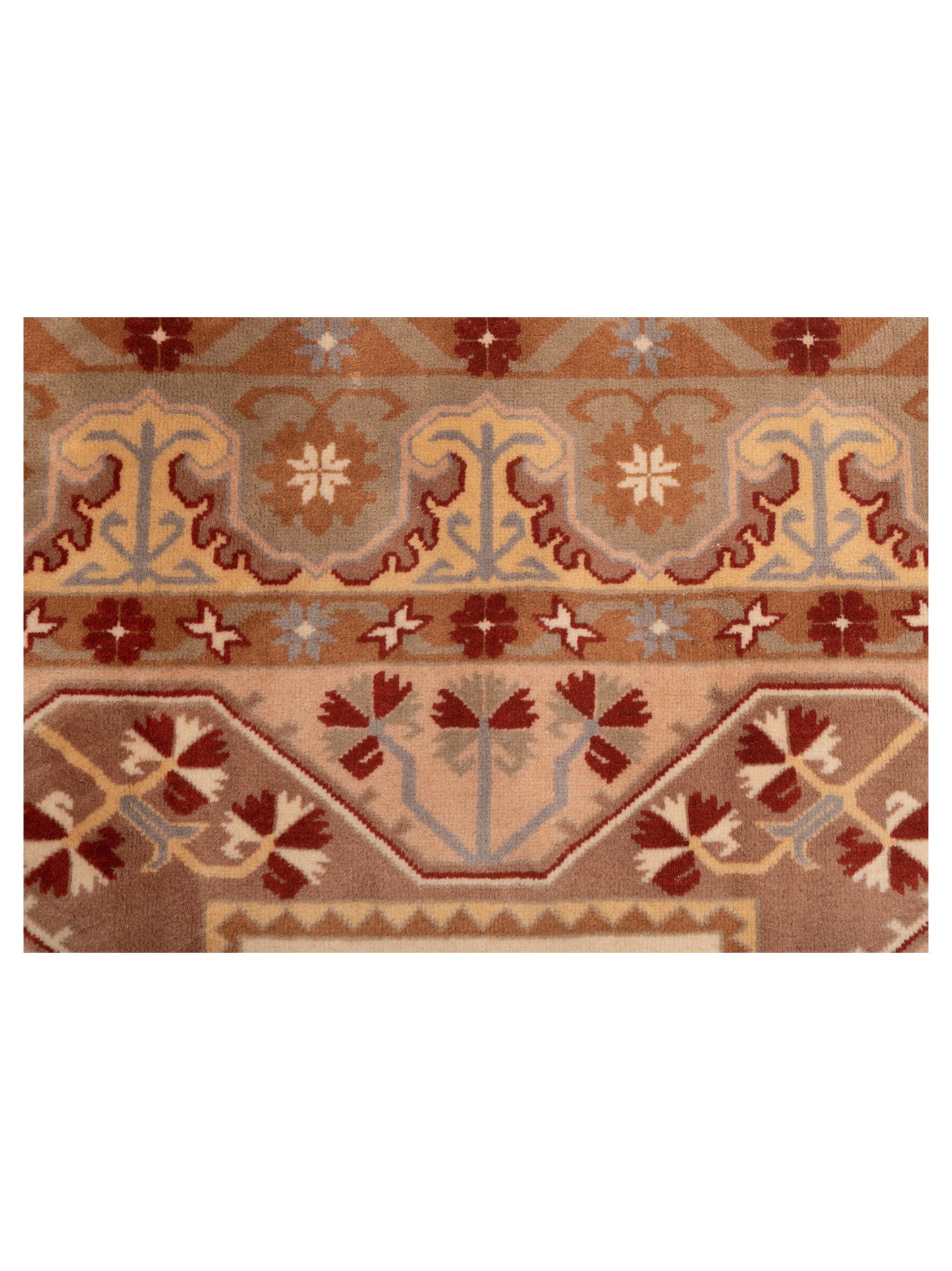 Milas 146119 Ivory Brown 5.2x8.7 Hand Knotted Rug