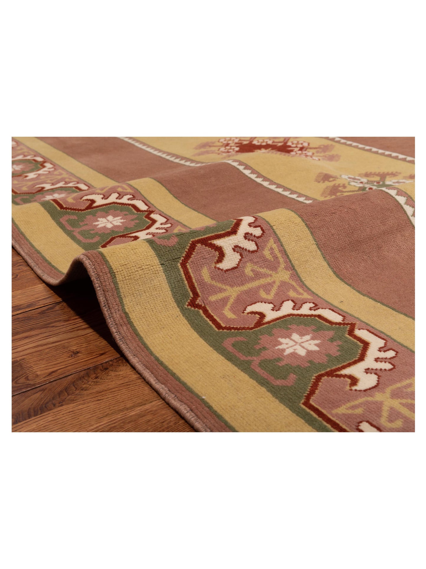 Milas 146122 Gold Green 5.3x8.9 Hand Knotted Rug