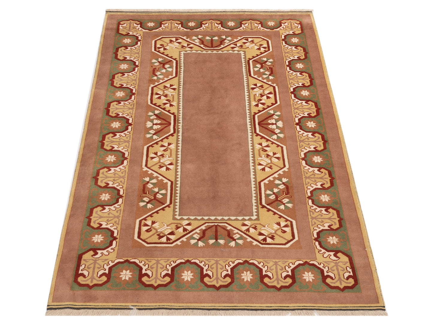 Milas 146126 Purple Green 5.4x8.9 Hand Knotted Rug
