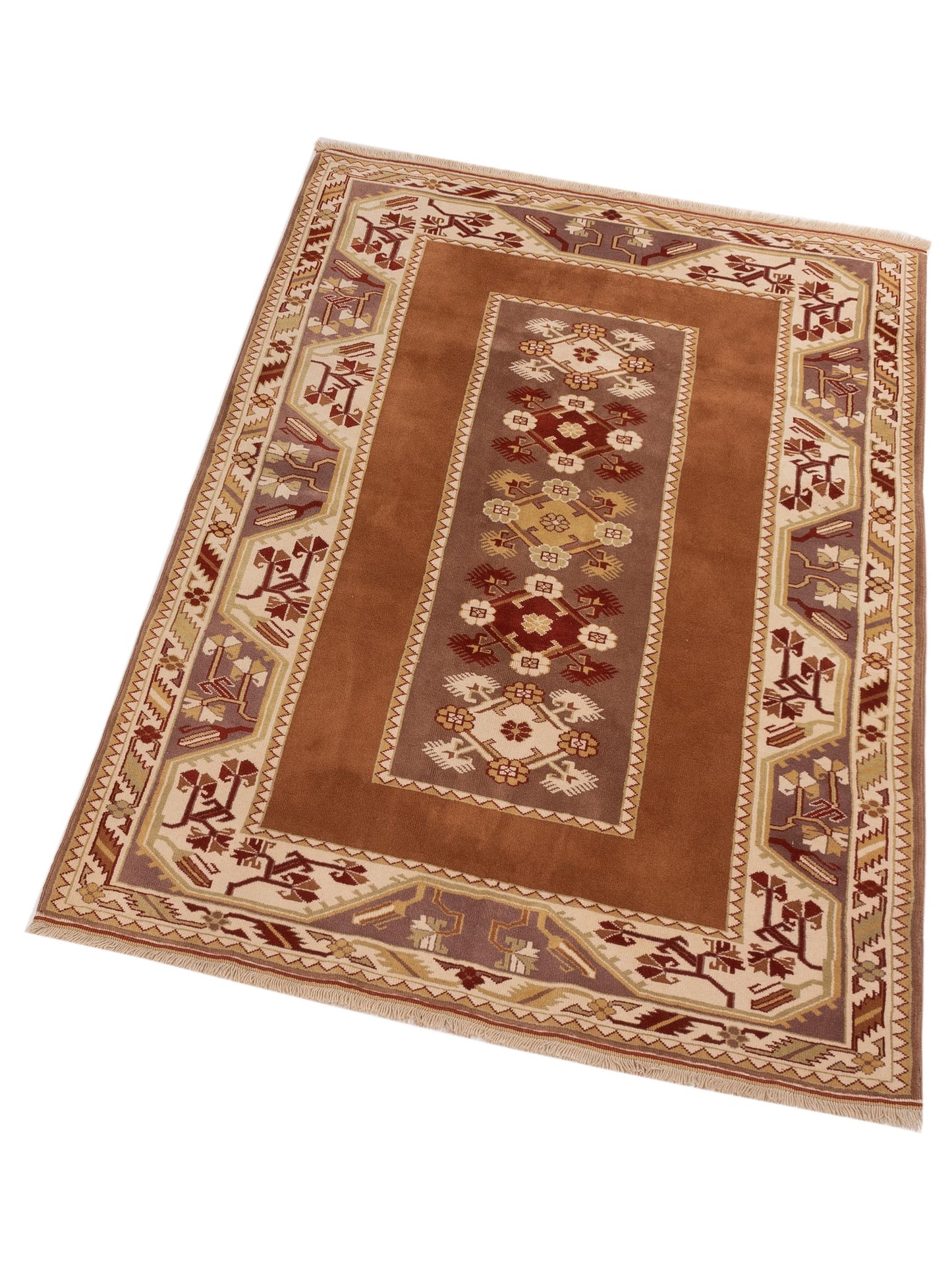 Milas 146132 Purple Ivory 5.7x8.1 Hand Knotted Rug