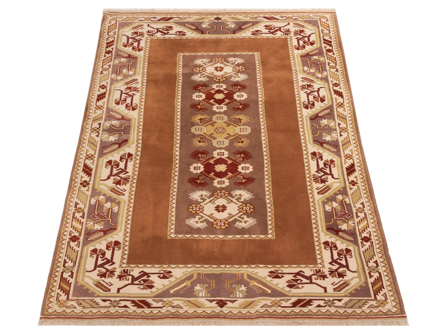 Milas 146132 Purple Ivory 5.7x8.1 Hand Knotted Rug
