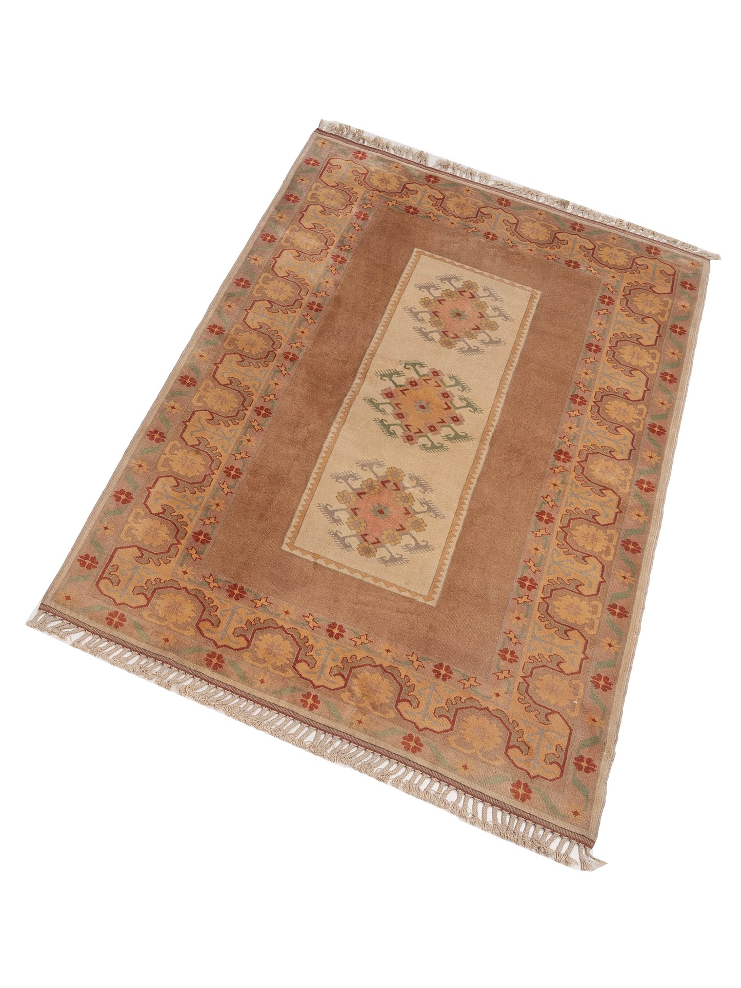 Milas 146141 Ivory Brown 5.3x8.7 Hand Knotted Rug