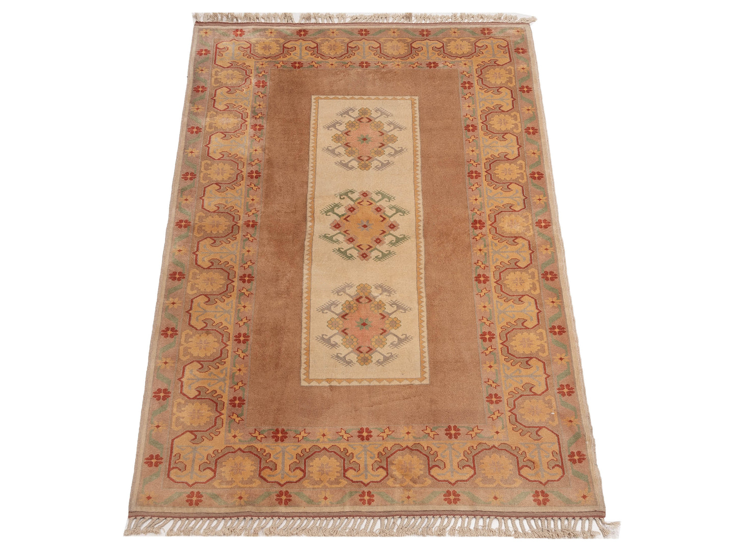 Milas 146141 Ivory Brown 5.3x8.7 Hand Knotted Rug