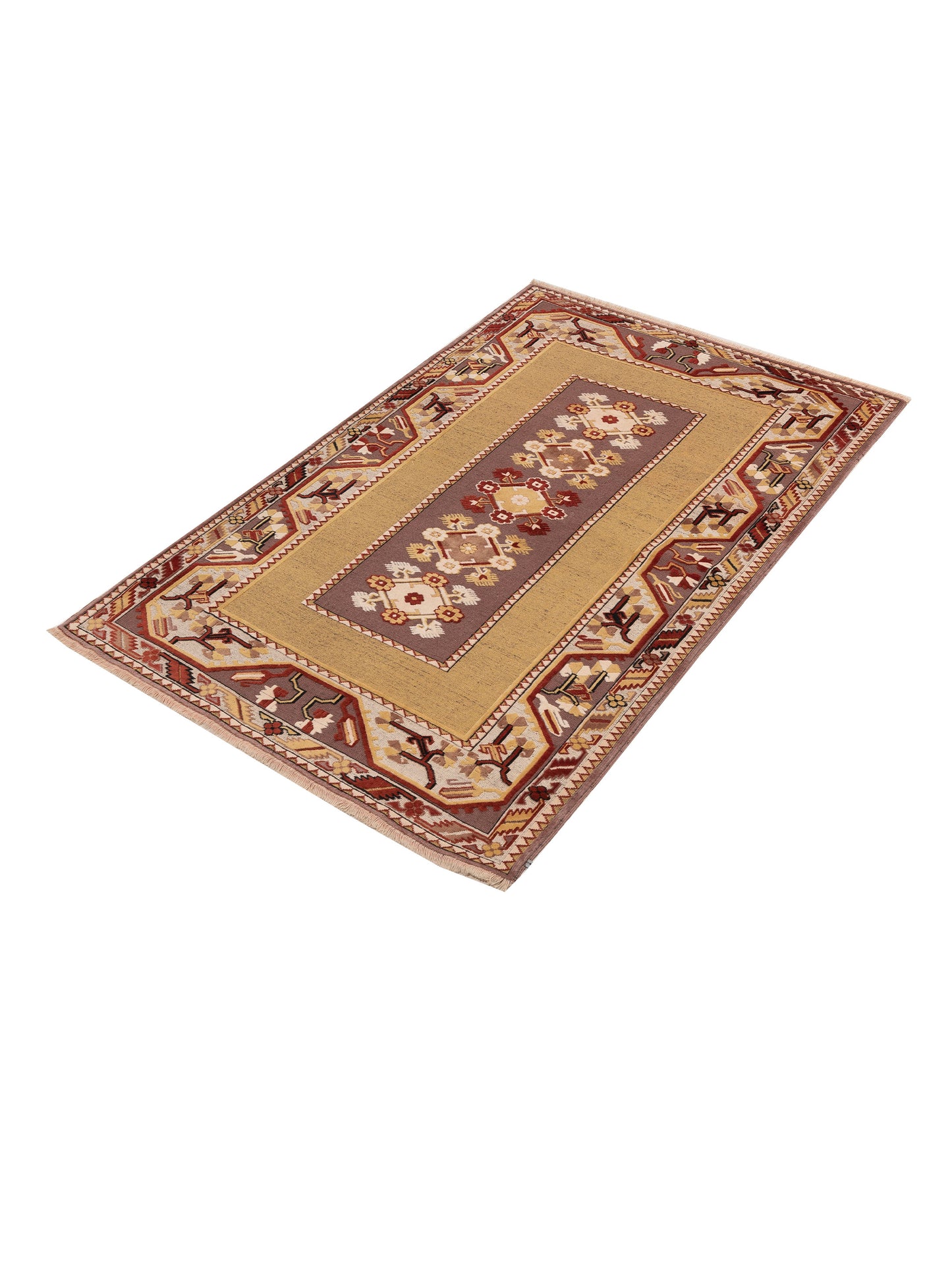 Milas 146152 Purple Gold 5.7x8.4 Hand Knotted Rug