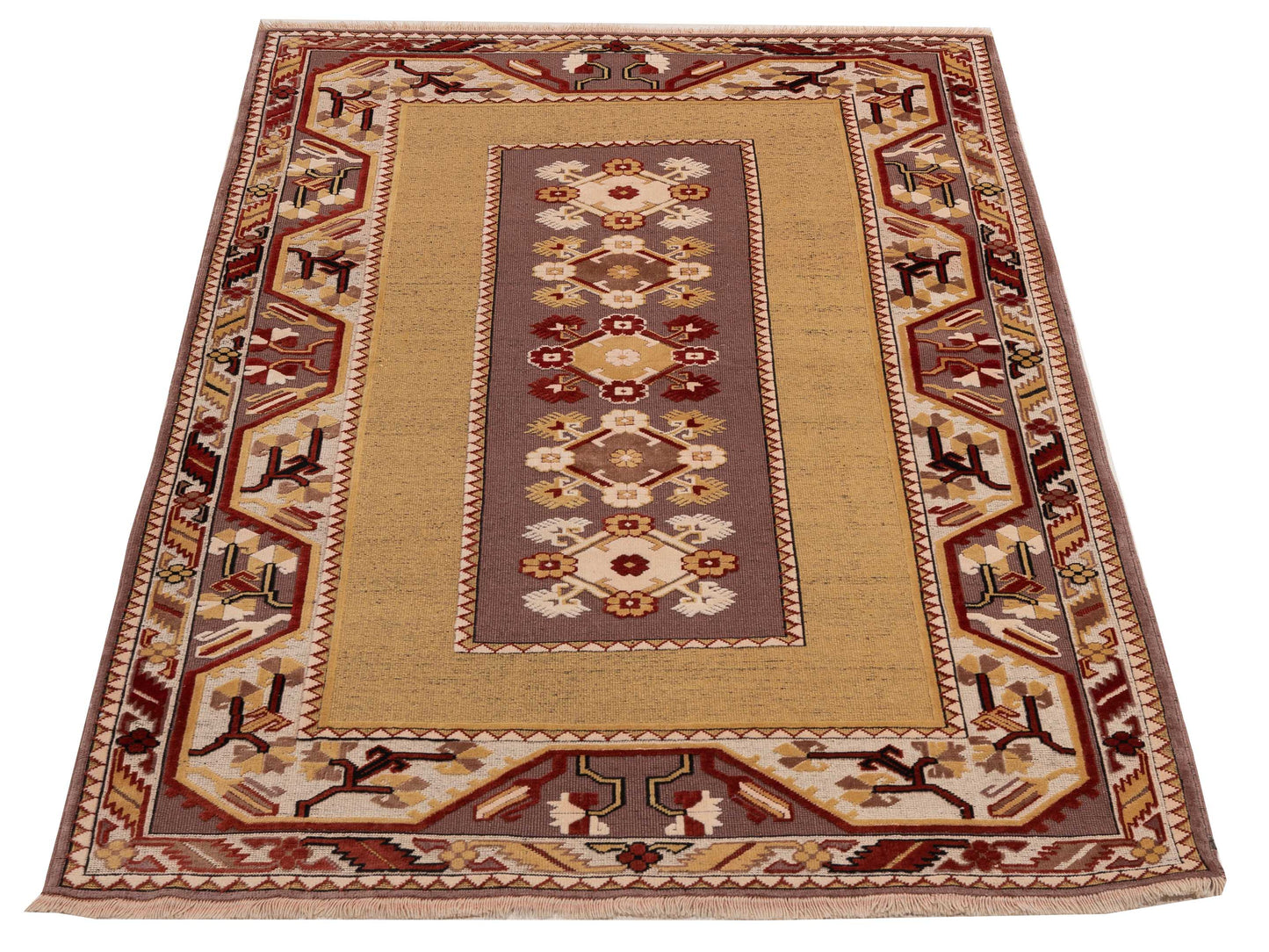 Milas 146152 Purple Gold 5.7x8.4 Hand Knotted Rug