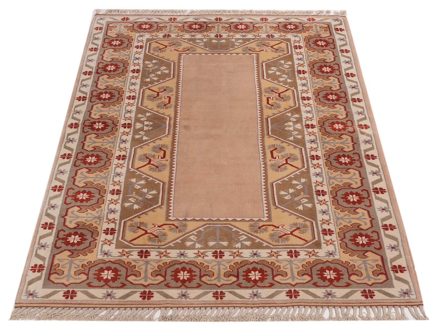 Milas 146154 Brown Gold 5.3x9 Hand Knotted Rug