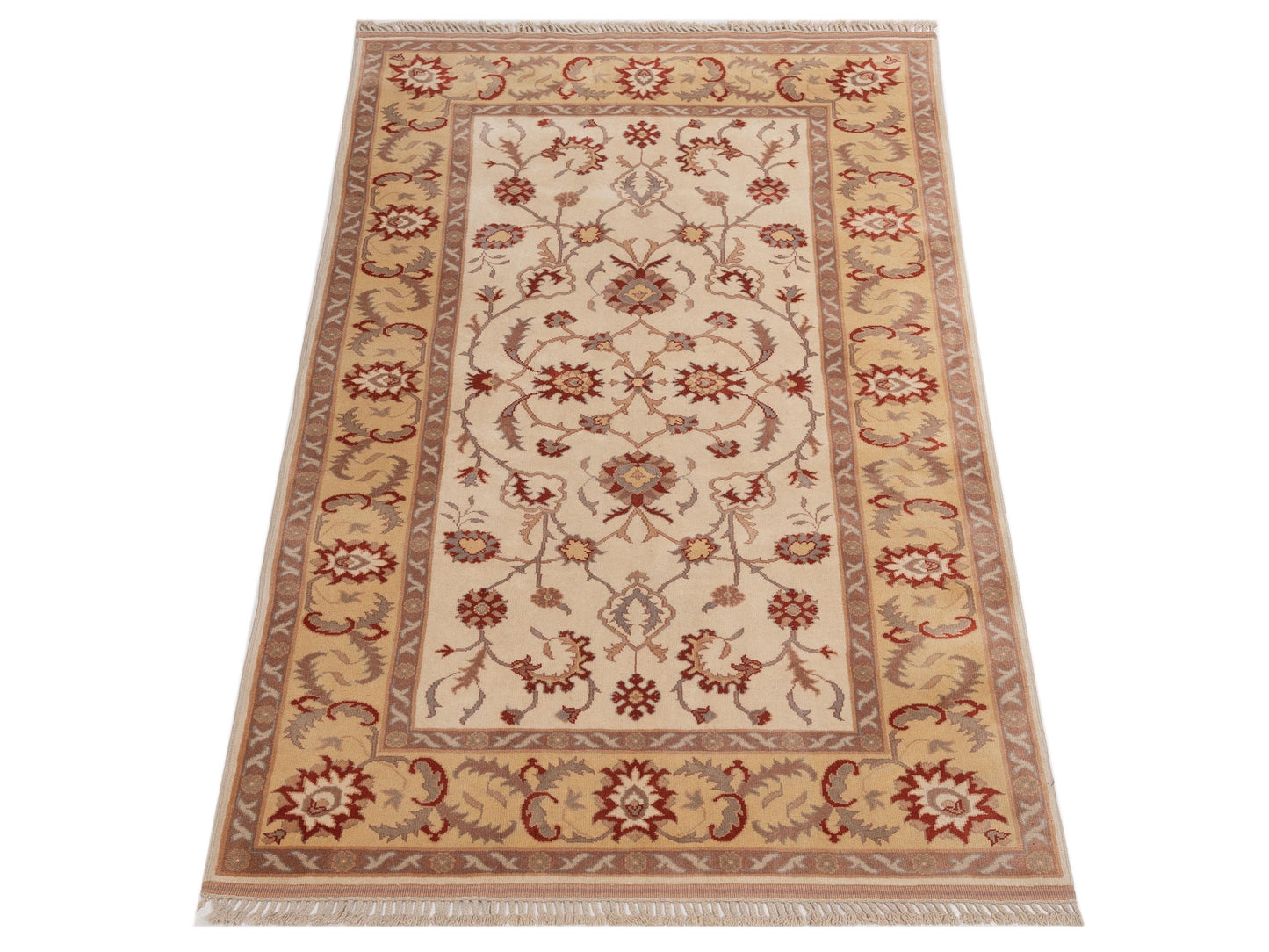 Milas 146158 Ivory Gold 5.2x8.11 Hand Knotted Rug