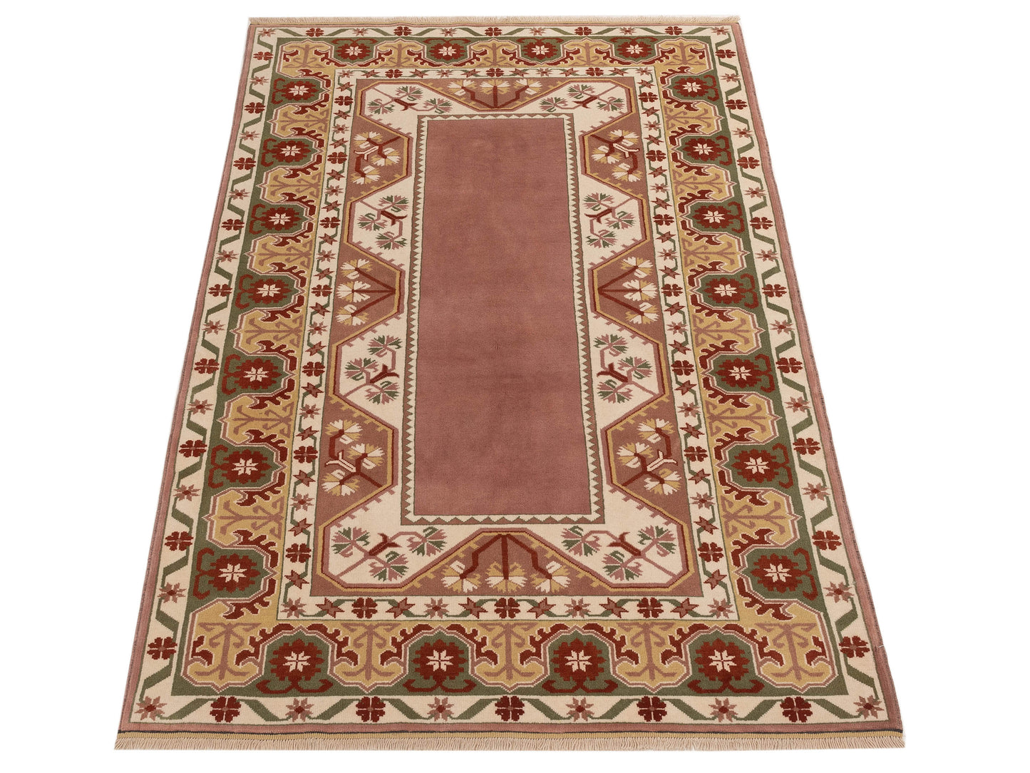 Milas 146162 Purple Green 5.3x8.7 Hand Knotted Rug