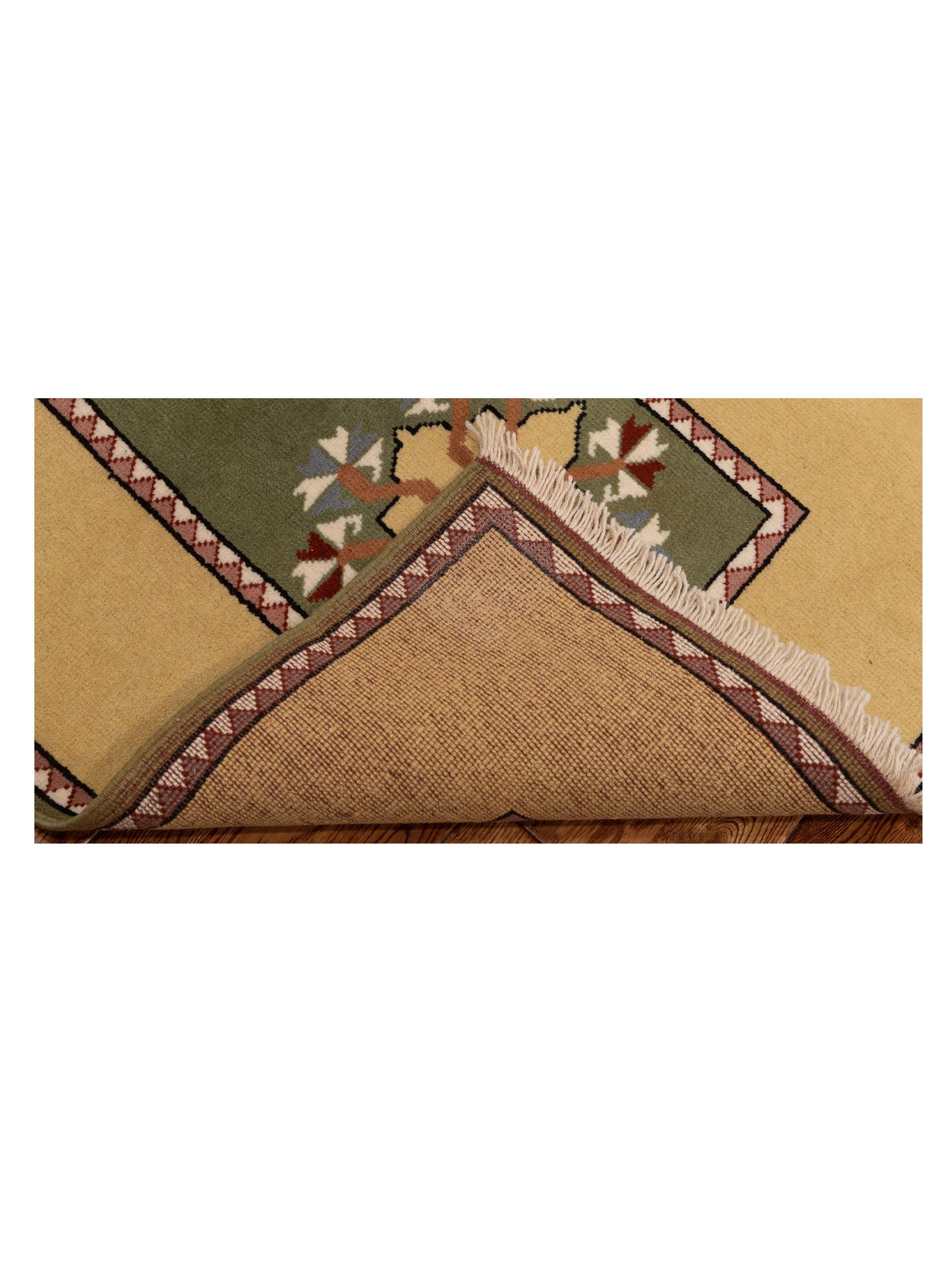 Milas 146171 Green Gold 2.10x10.4 Hand Knotted Rug