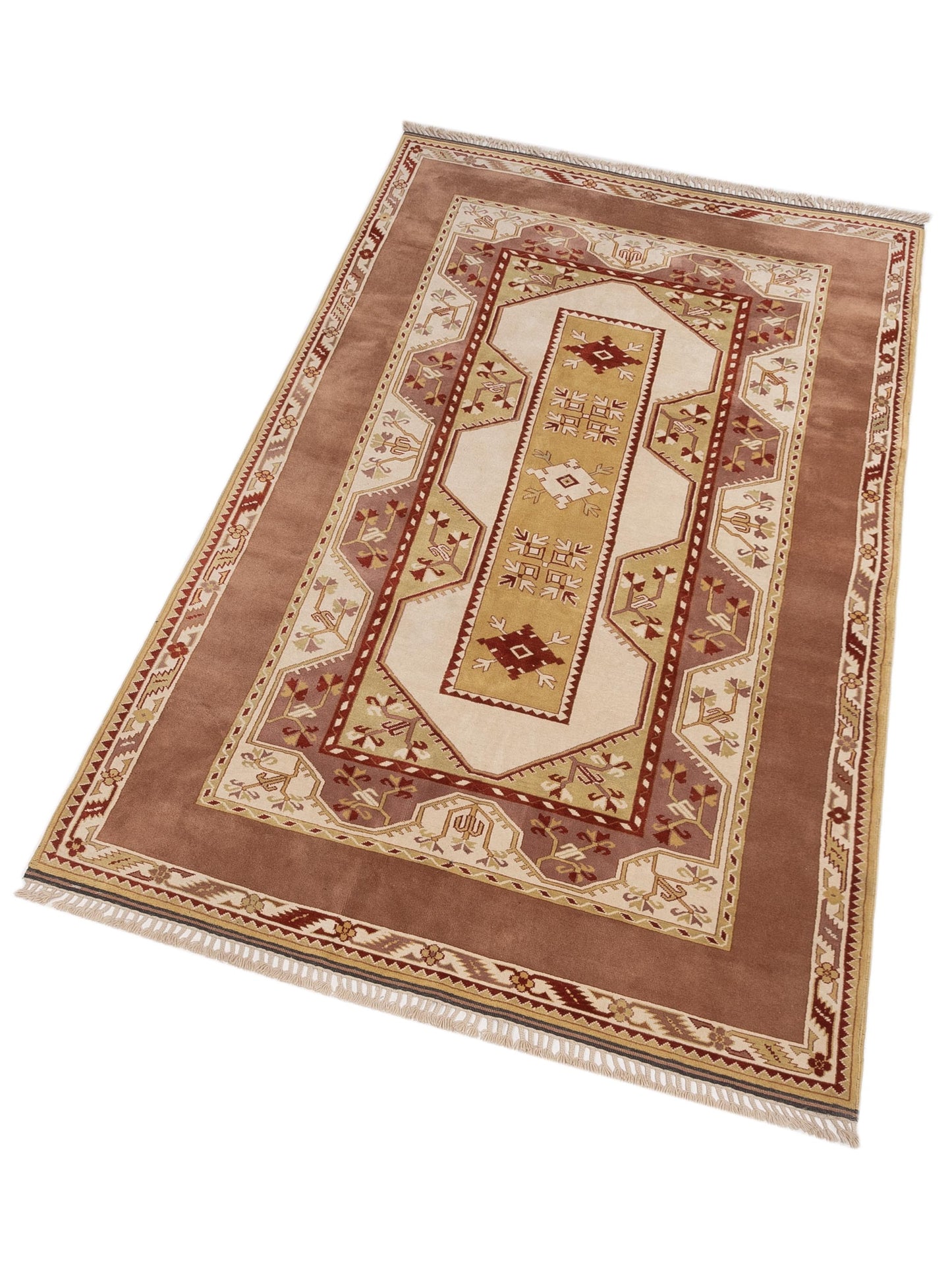 Milas 146190 Ivory Brown 6.1x11.4 Hand Knotted Rug