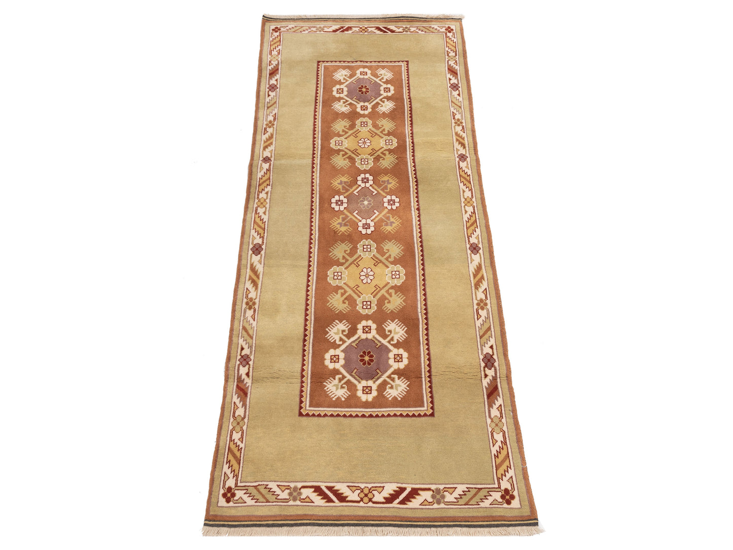 Milas 146222 Brown Gold 3.9x9 Hand Knotted Rug