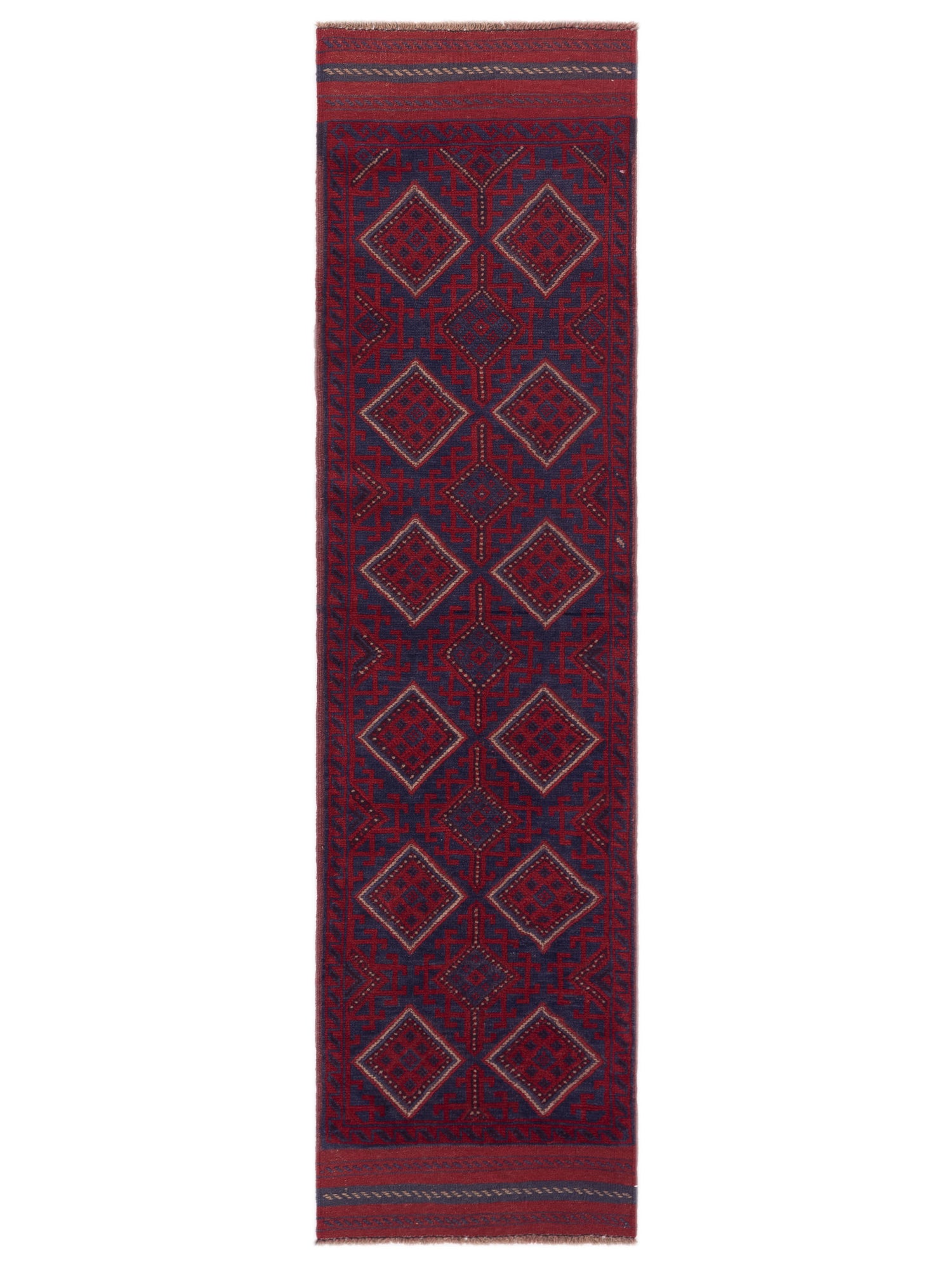 Nomad Afghan Soumak  Charcoal Red Tribal