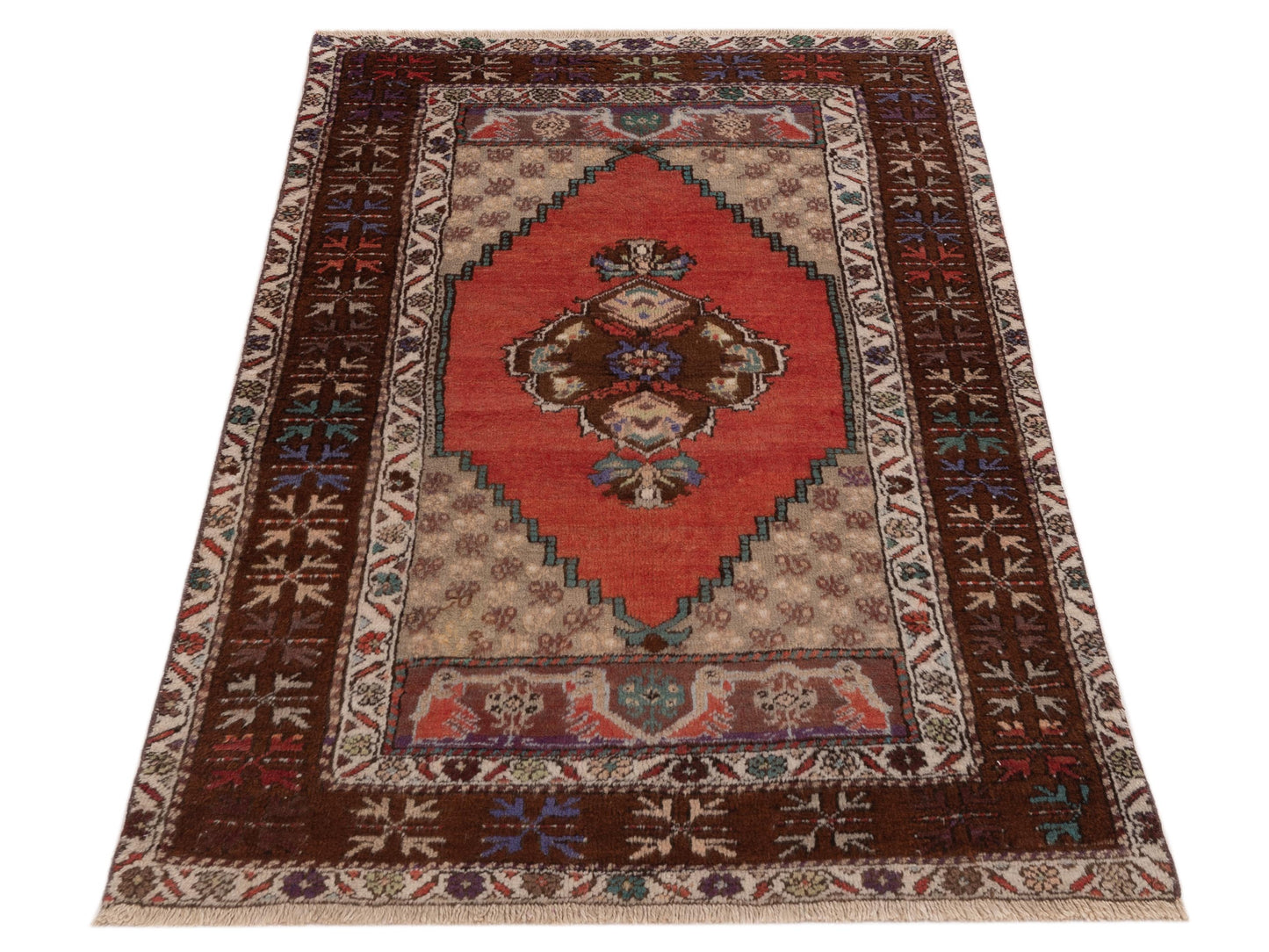Old Anatolian 146705 Rust Brown 3.6x5.2 Hand Knotted Rug