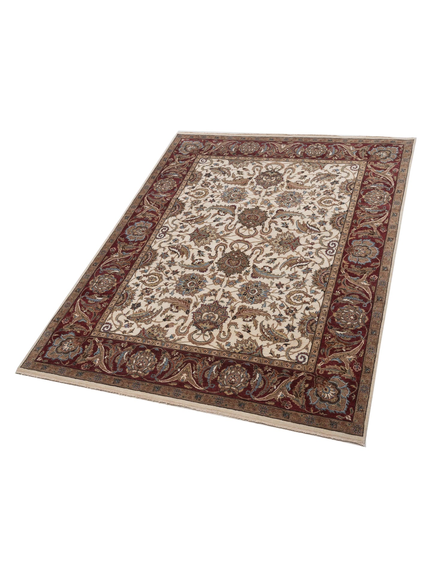 Crown 146920 Ivory Burgundy 8x10.1 Hand Knotted Rug