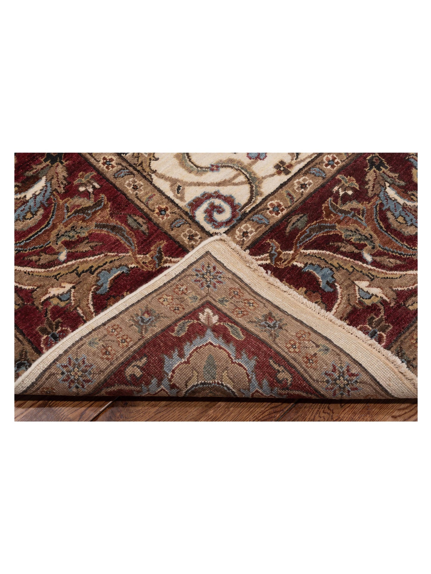 Crown 146920 Ivory Burgundy 8x10.1 Hand Knotted Rug