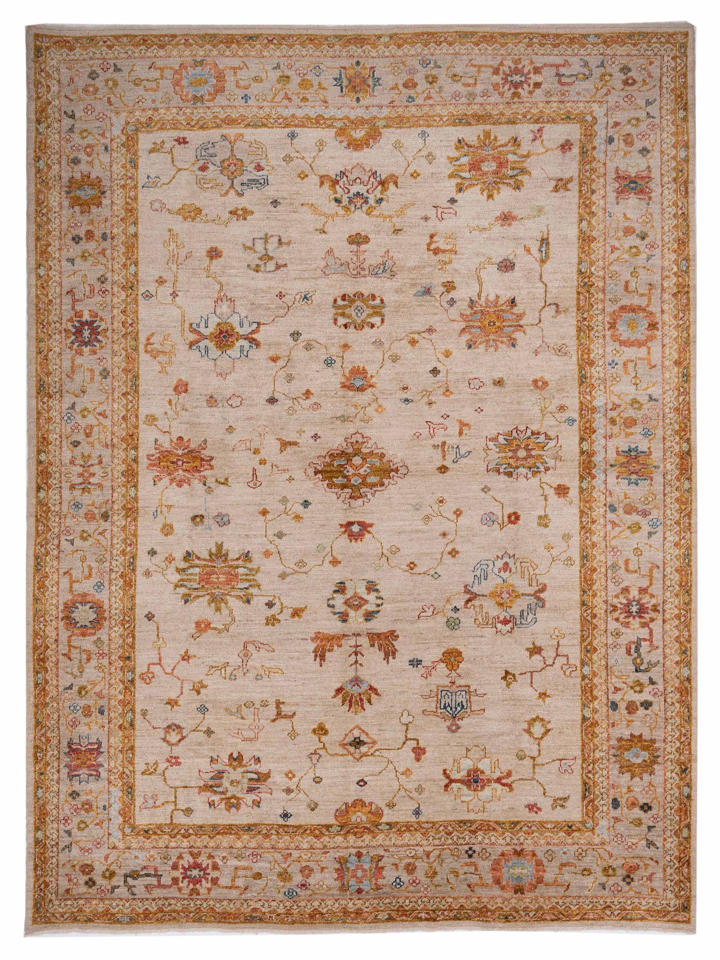 Angora Oushak 146938 Ivory Silver 10.1x13.10 Hand Knotted Rug