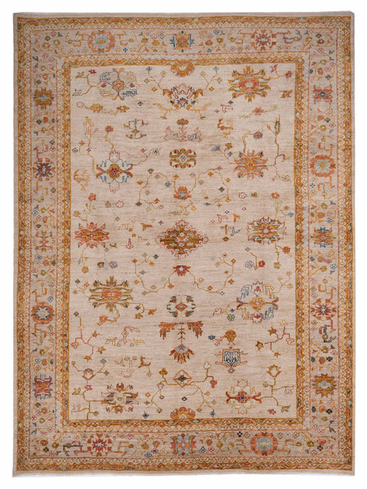Angora Oushak 146938 Ivory Silver 10.1x13.10 Hand Knotted Rug