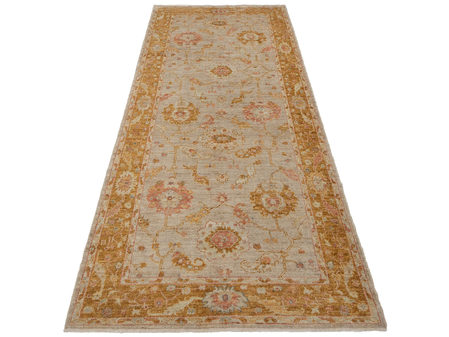 Angora Oushak 146977 Camel Mustard 5.11x13.7 Hand Knotted Rug