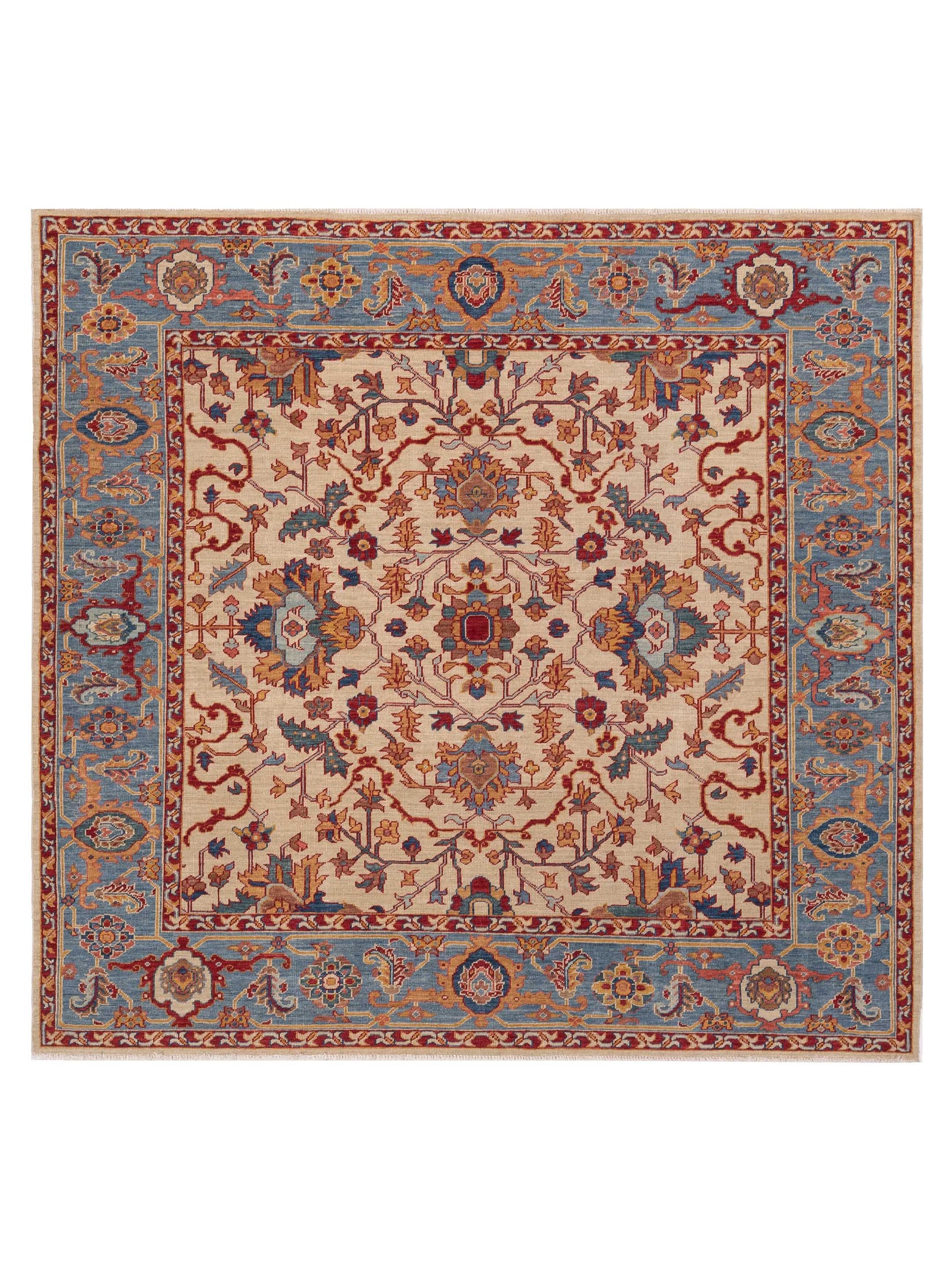 Pasha Antique Loom Fine  Ivory Blue Traditional